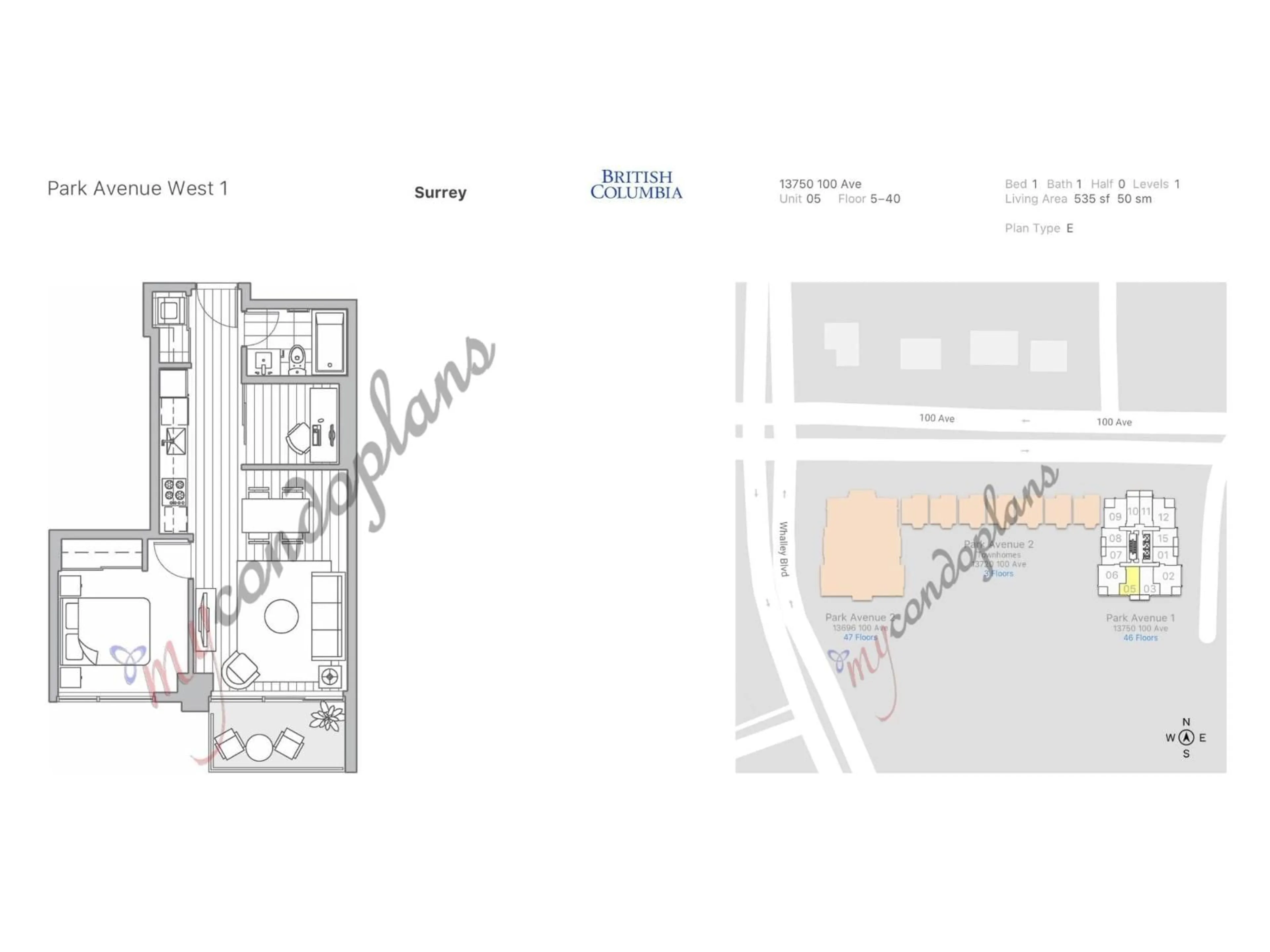 Floor plan for 3205 - 13750 100, Surrey British Columbia V3T0L3