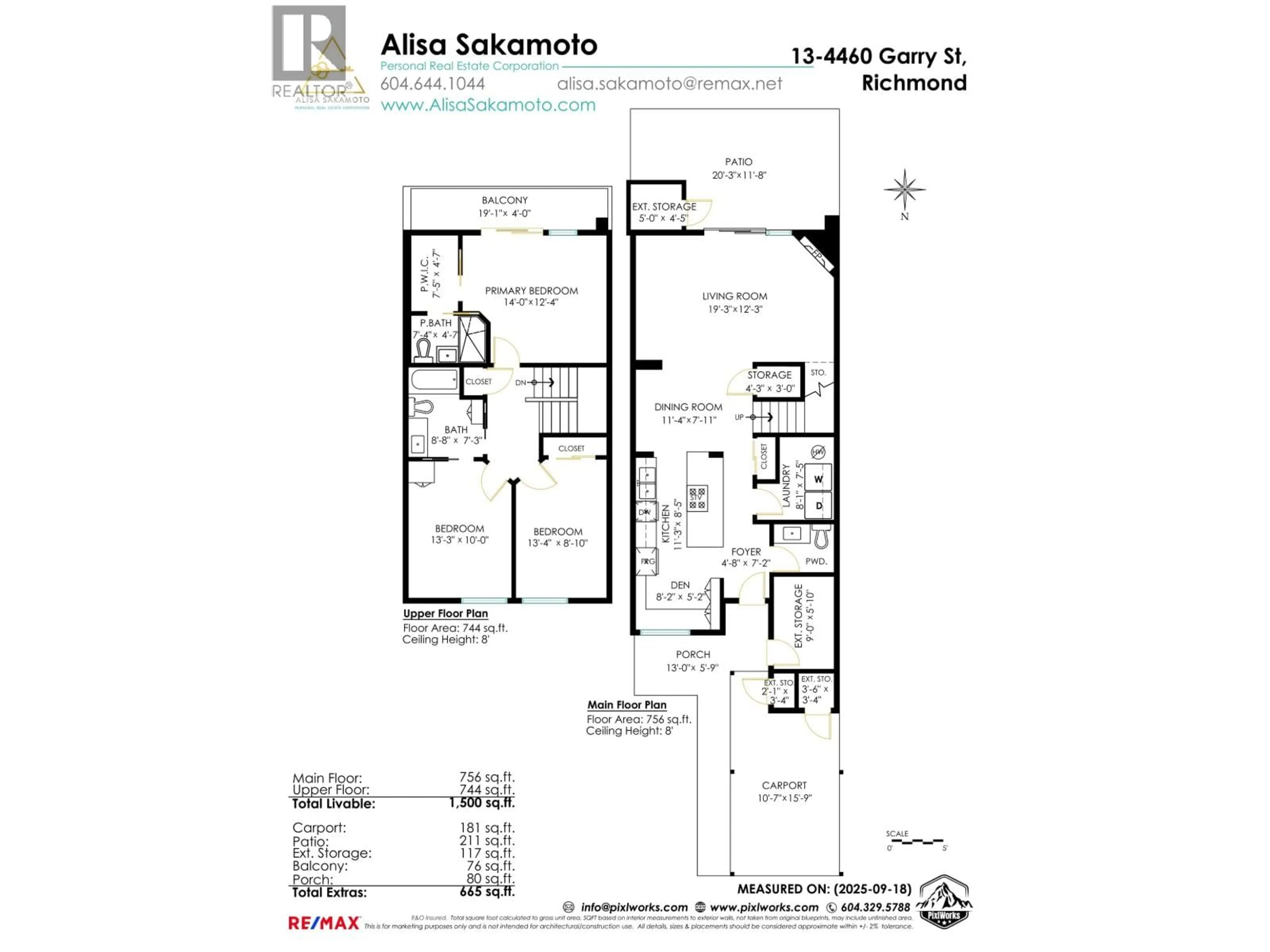Floor plan for 13 - 4460 GARRY STREET, Richmond British Columbia V7E2V2