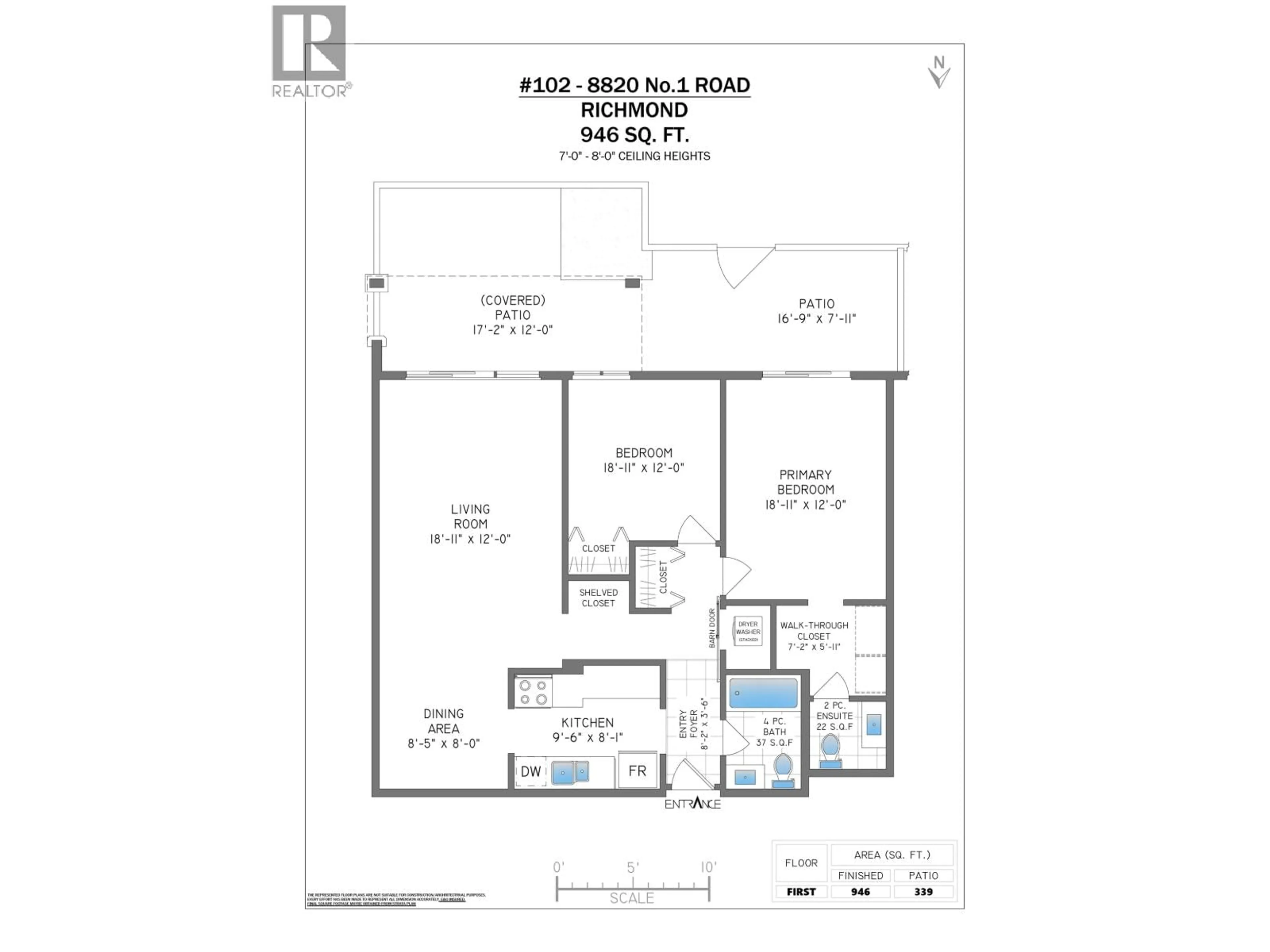 Floor plan for 102 - 8820 NO. 1 ROAD, Richmond British Columbia V7C4C1