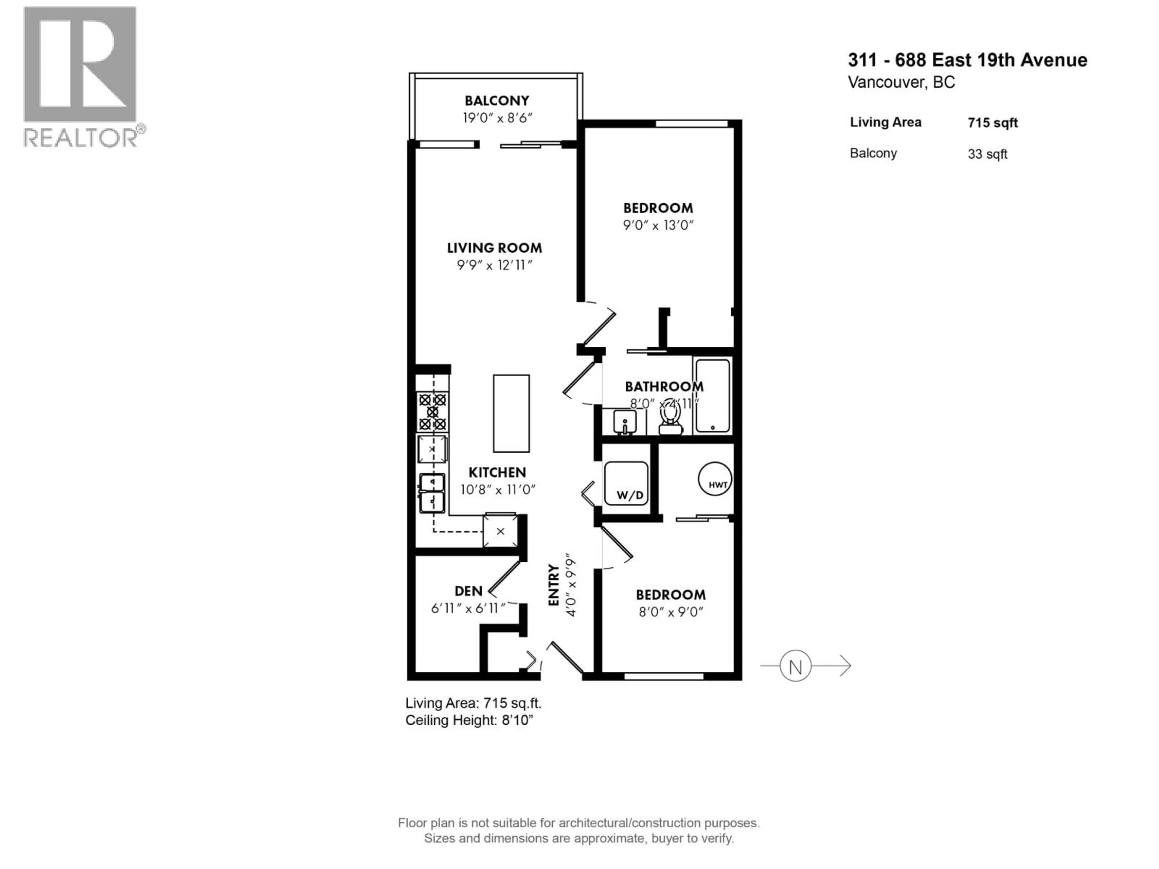 Floor plan for 311 - 688 19TH AVENUE, Vancouver British Columbia V5V1K2