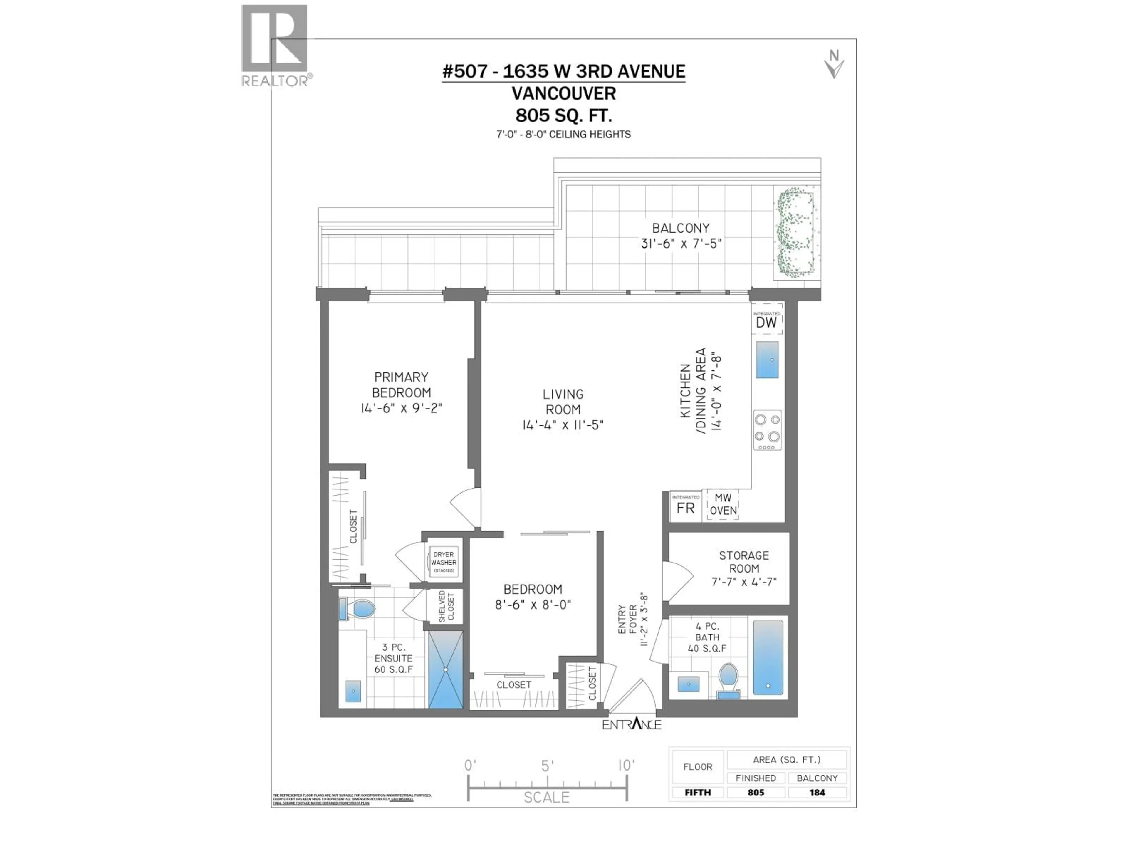 Floor plan for 507 - 1635 3RD AVENUE, Vancouver British Columbia V6J0B6