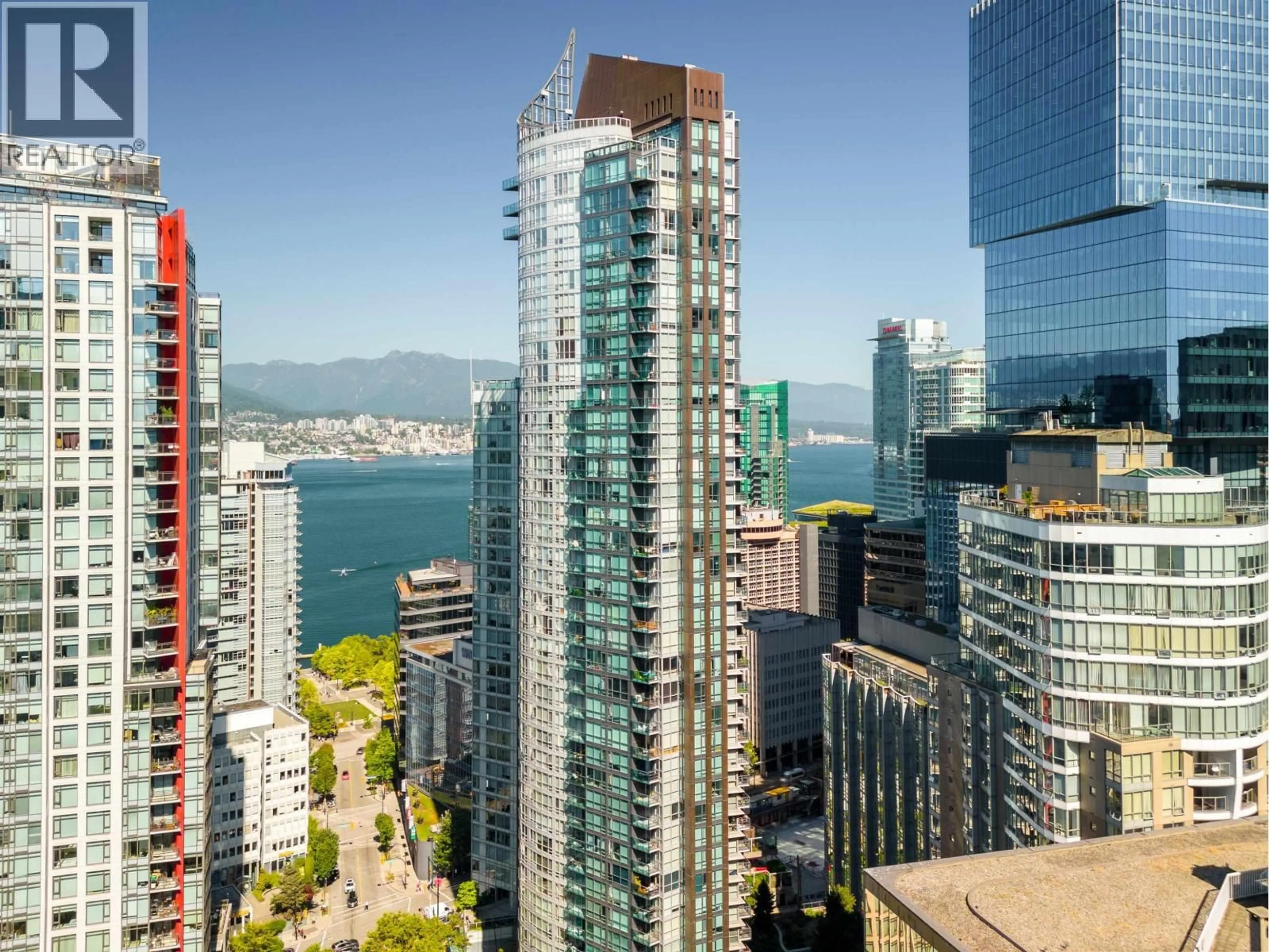 A pic from outside/outdoor area/front of a property/back of a property/a pic from drone, city buildings view from balcony for 2803 - 1189 MELVILLE STREET, Vancouver British Columbia V6E4T8