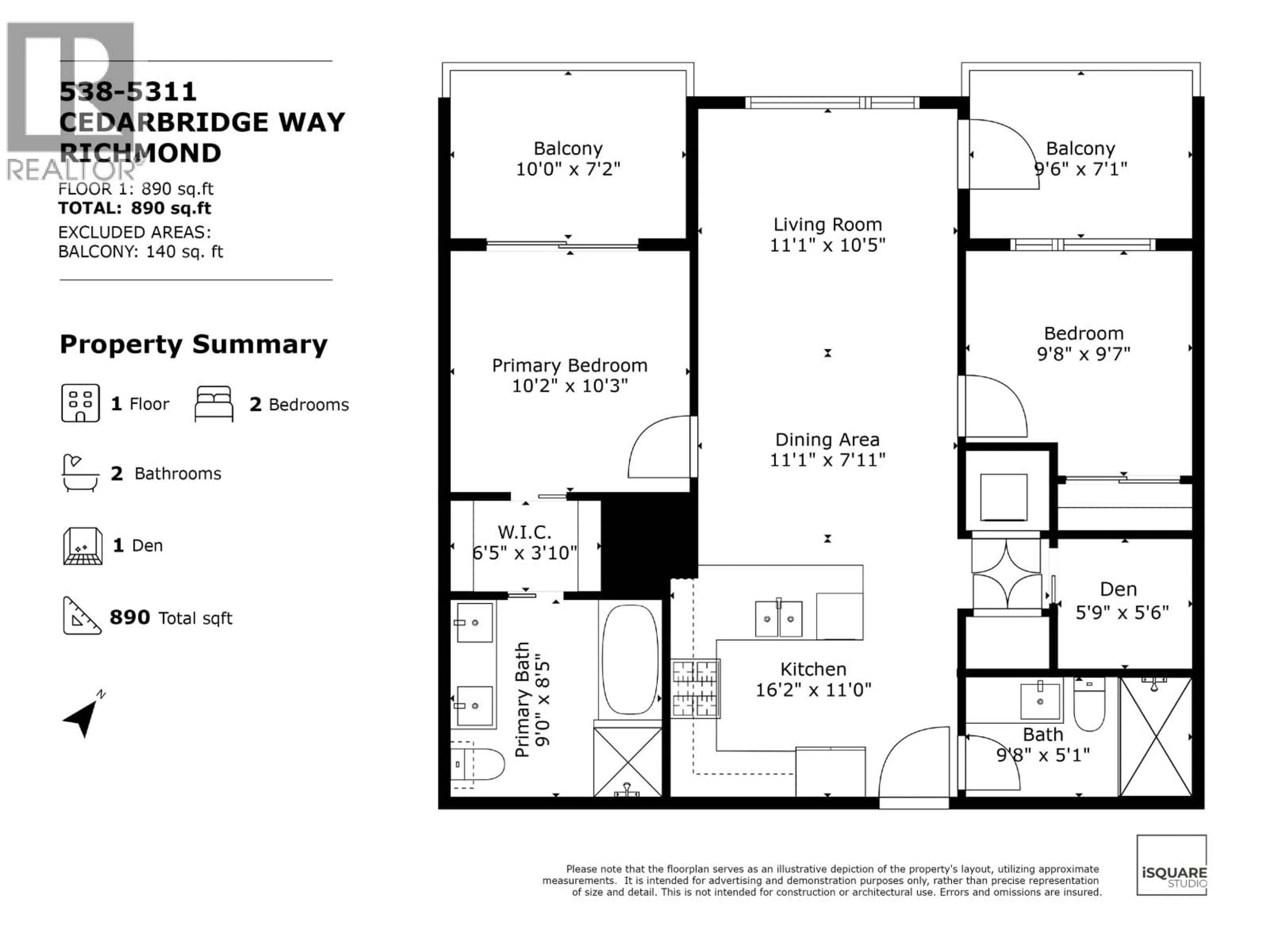 Floor plan for 538 - 5311 CEDARBRIDGE WAY, Richmond British Columbia V6X0M3