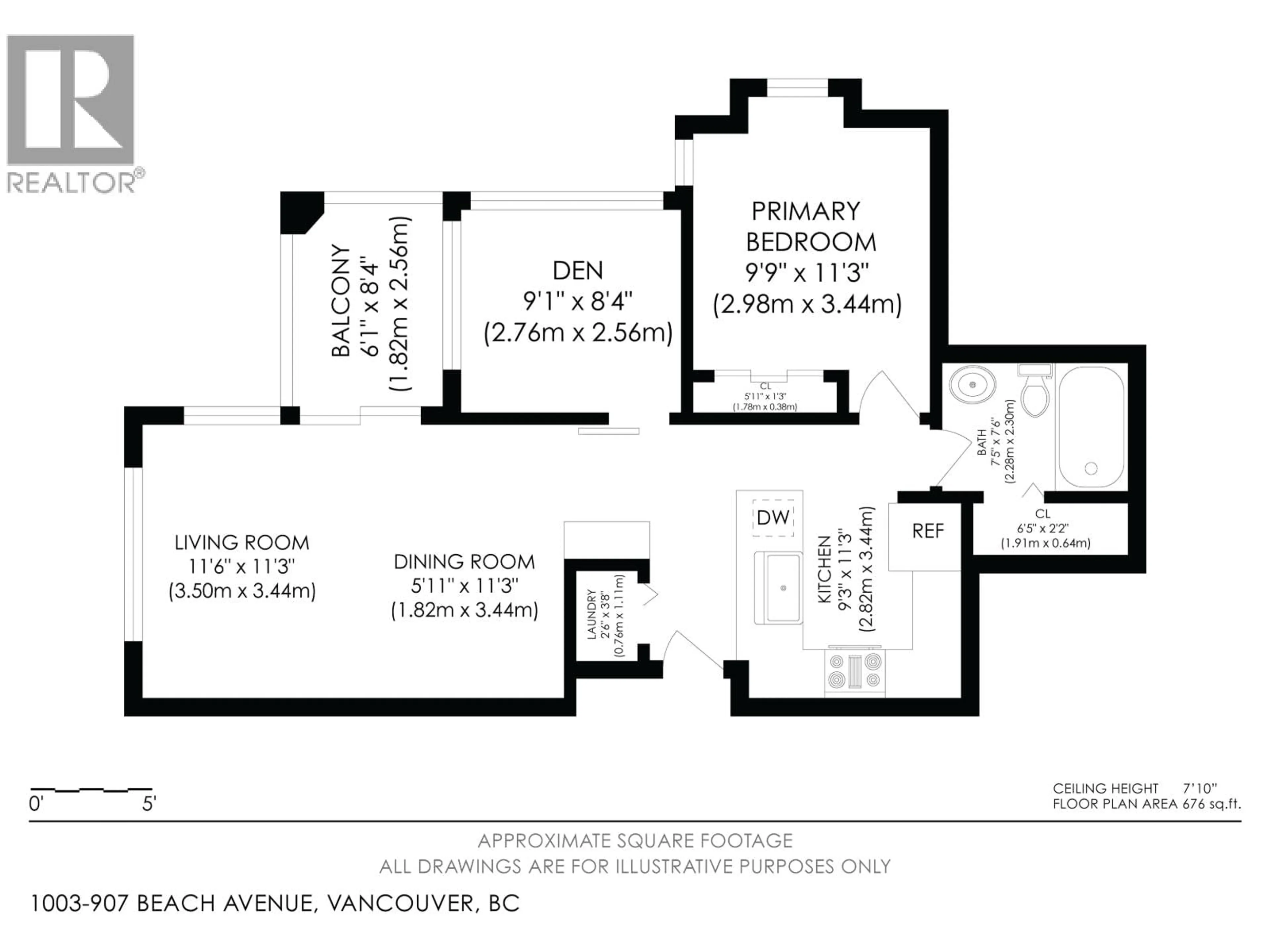 Floor plan for 1003 - 907 BEACH AVENUE, Vancouver British Columbia V6Z2R3