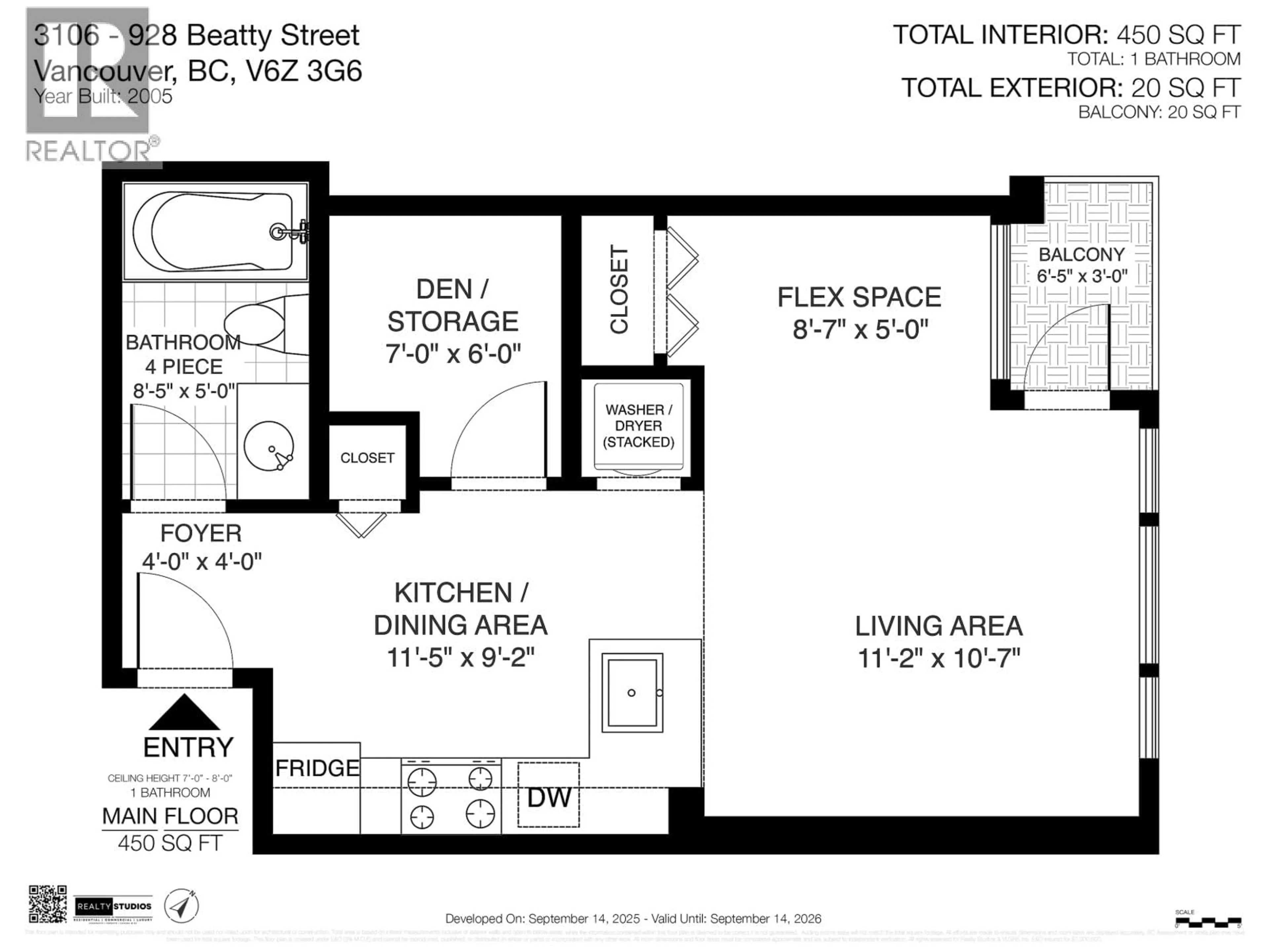 Floor plan for 3106 - 928 BEATTY STREET, Vancouver British Columbia V6Z3G6
