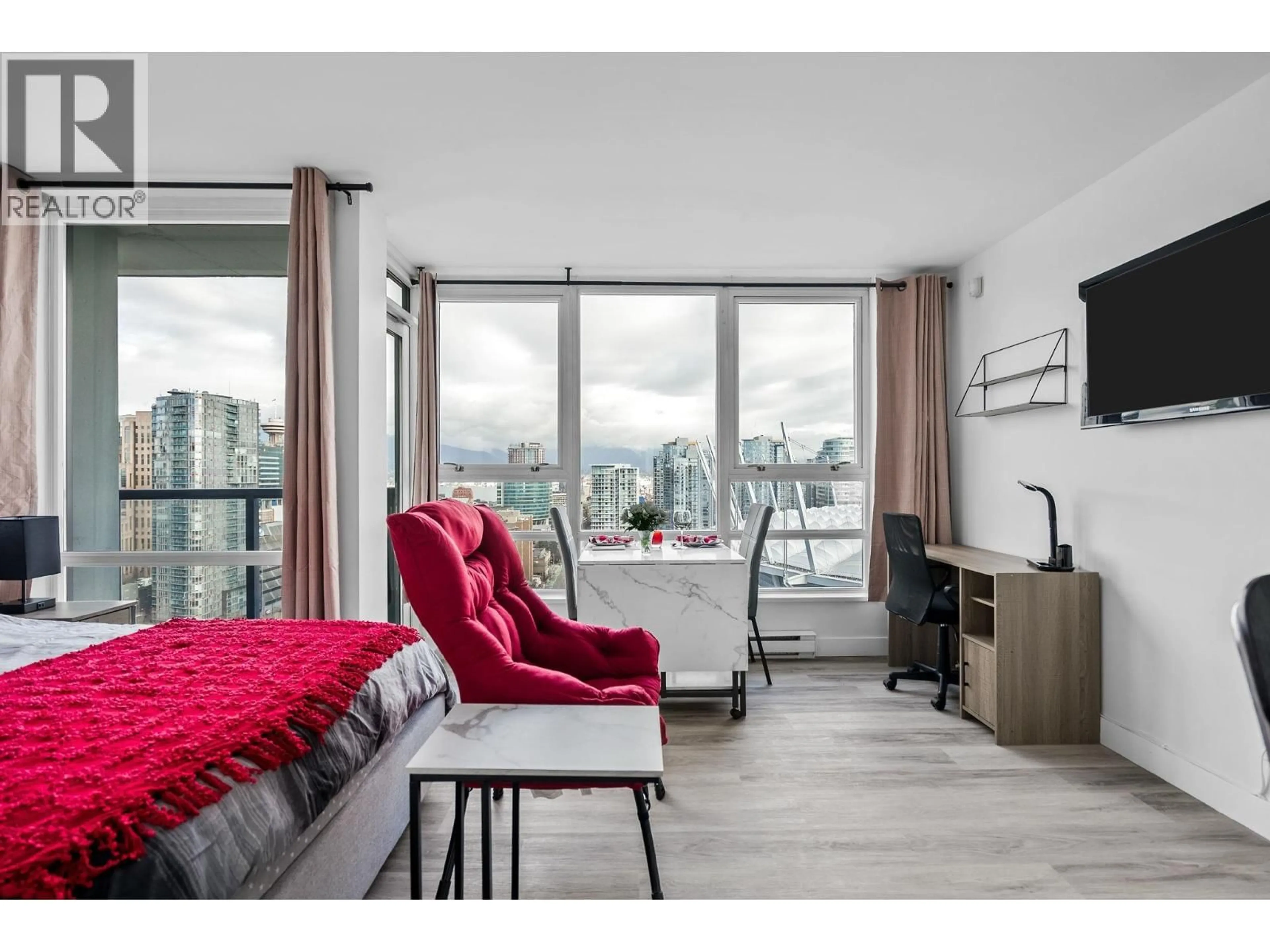Living room with furniture, wood/laminate floor for 3106 - 928 BEATTY STREET, Vancouver British Columbia V6Z3G6