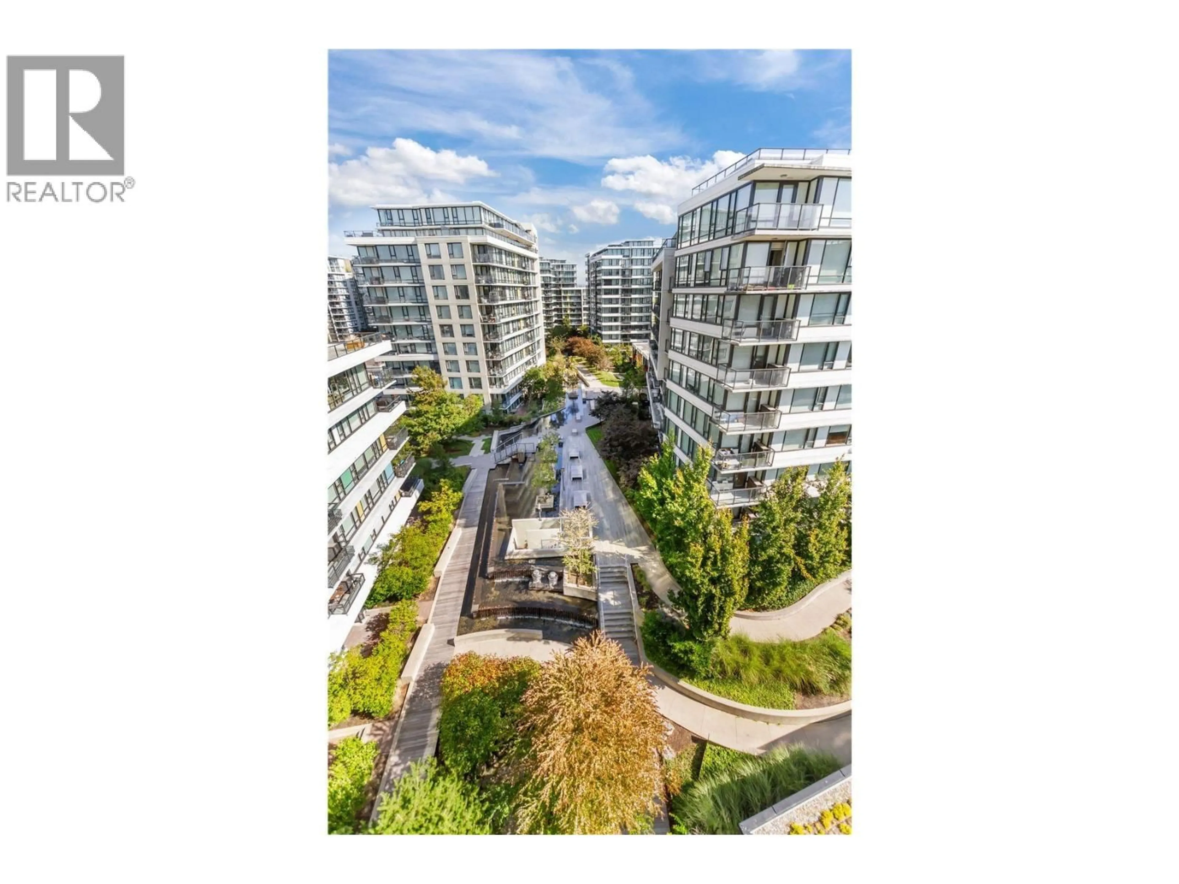 A pic from outside/outdoor area/front of a property/back of a property/a pic from drone, city buildings view from balcony for 1301 - 7788 ACKROYD ROAD, Richmond British Columbia V6X0M8