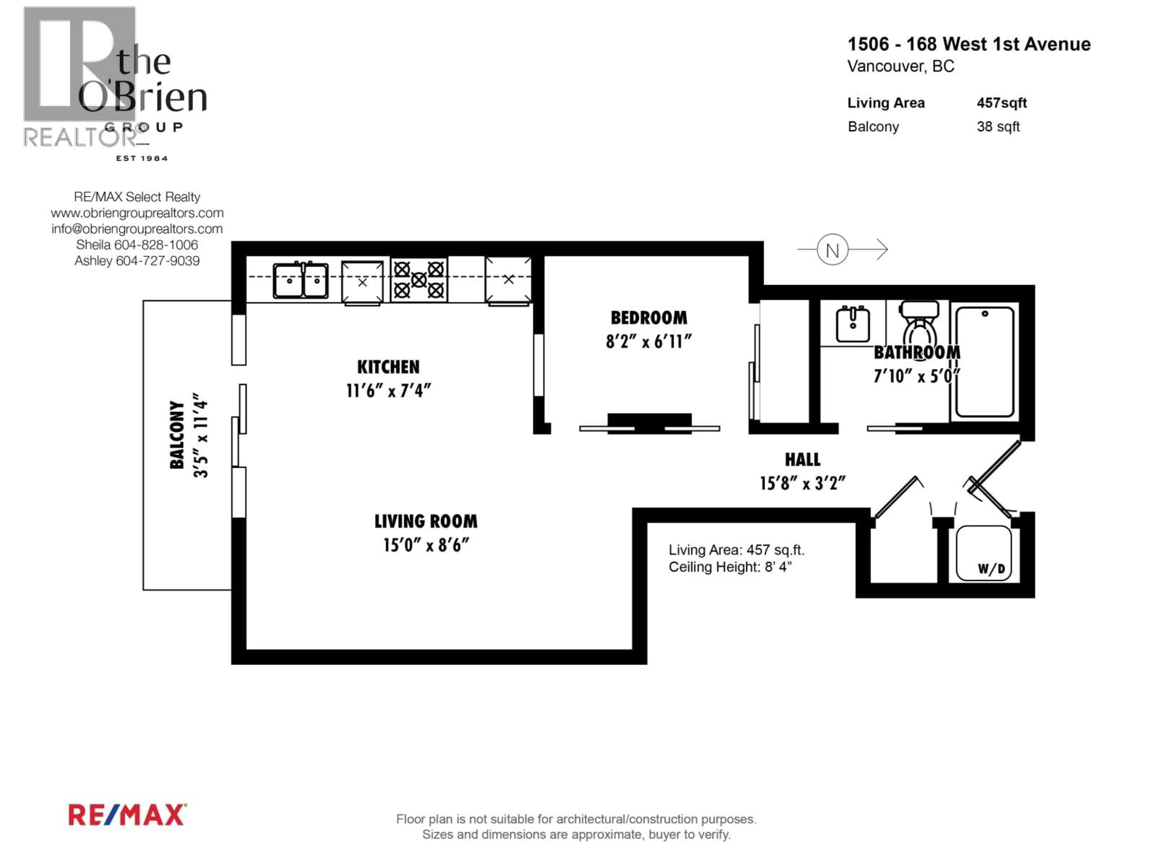 Floor plan for 1506 - 168 1ST AVENUE, Vancouver British Columbia V5Y0H6