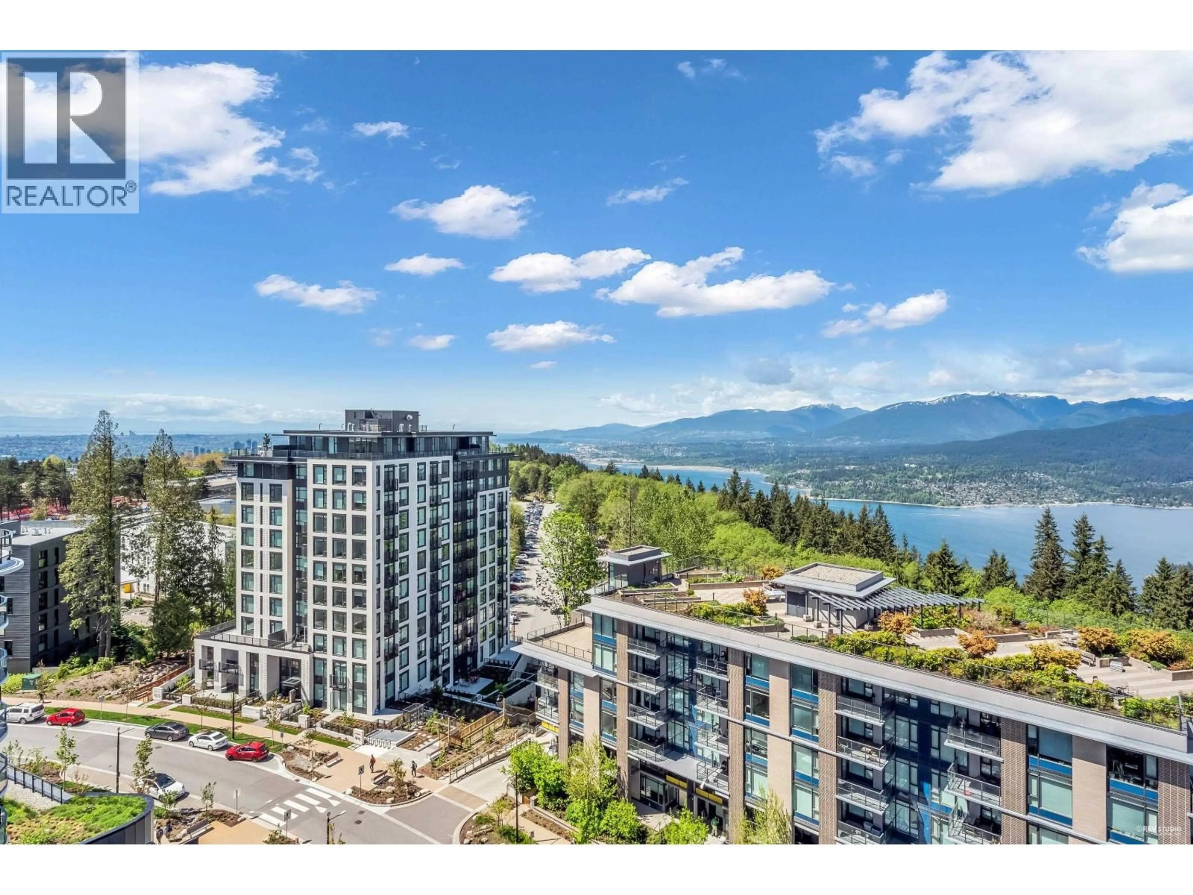 A pic from outside/outdoor area/front of a property/back of a property/a pic from drone, water/lake/river/ocean view for 1201 - 8761 UNIVERSITY CRESCENT, Burnaby British Columbia V5A4Y8