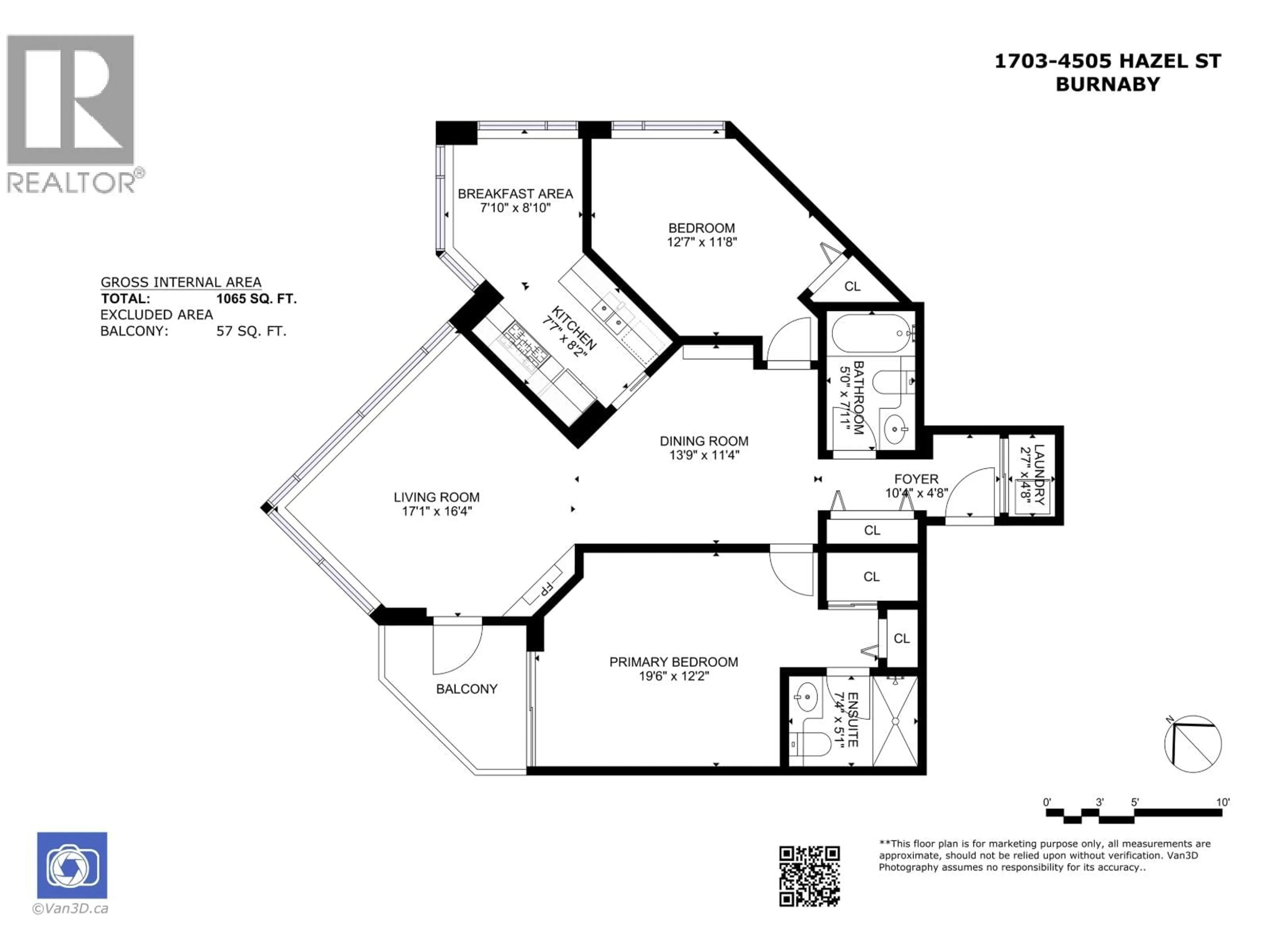 Floor plan for 1703 - 4505 HAZEL STREET, Burnaby British Columbia V5B4T1