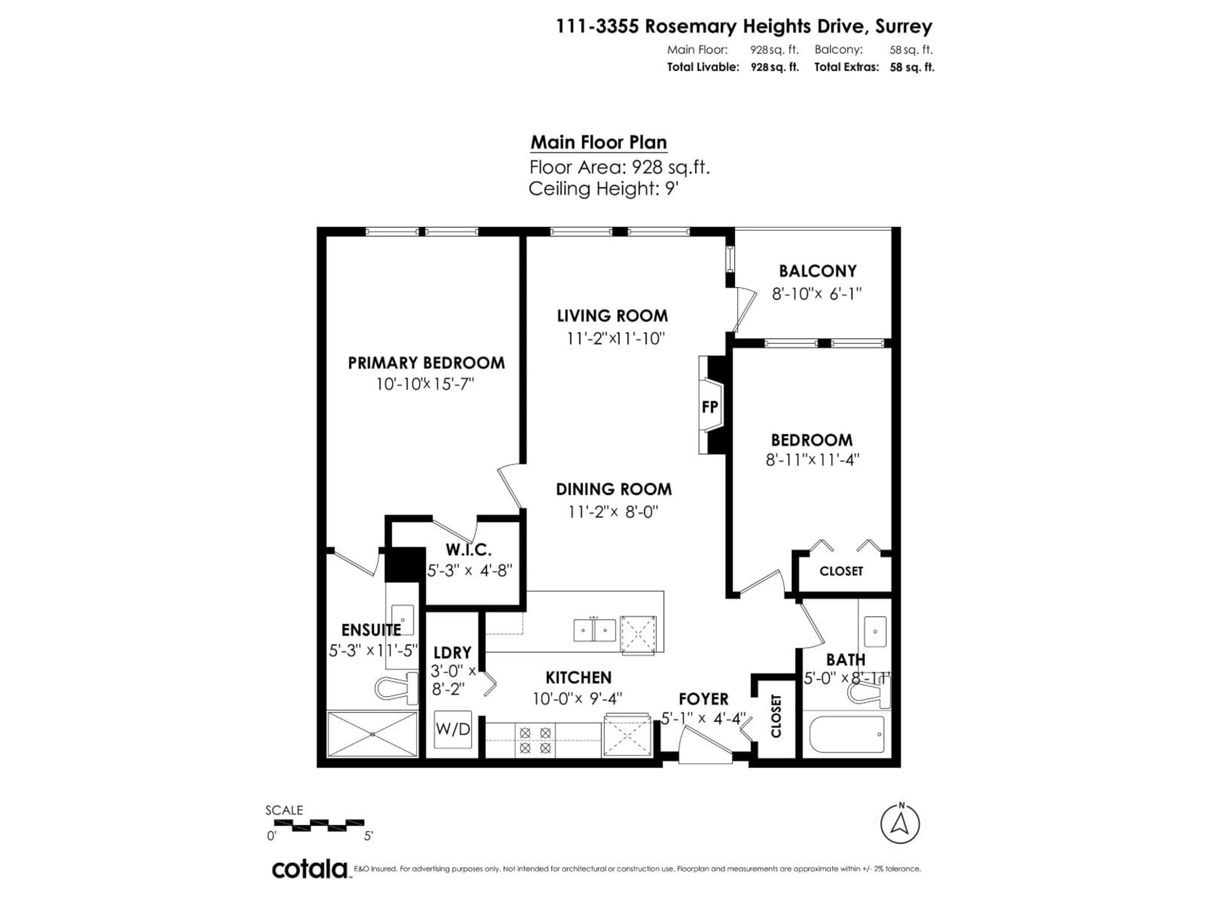 Floor plan for 111 - 3355 ROSEMARY HEIGHTS, Surrey British Columbia V3Z2H5