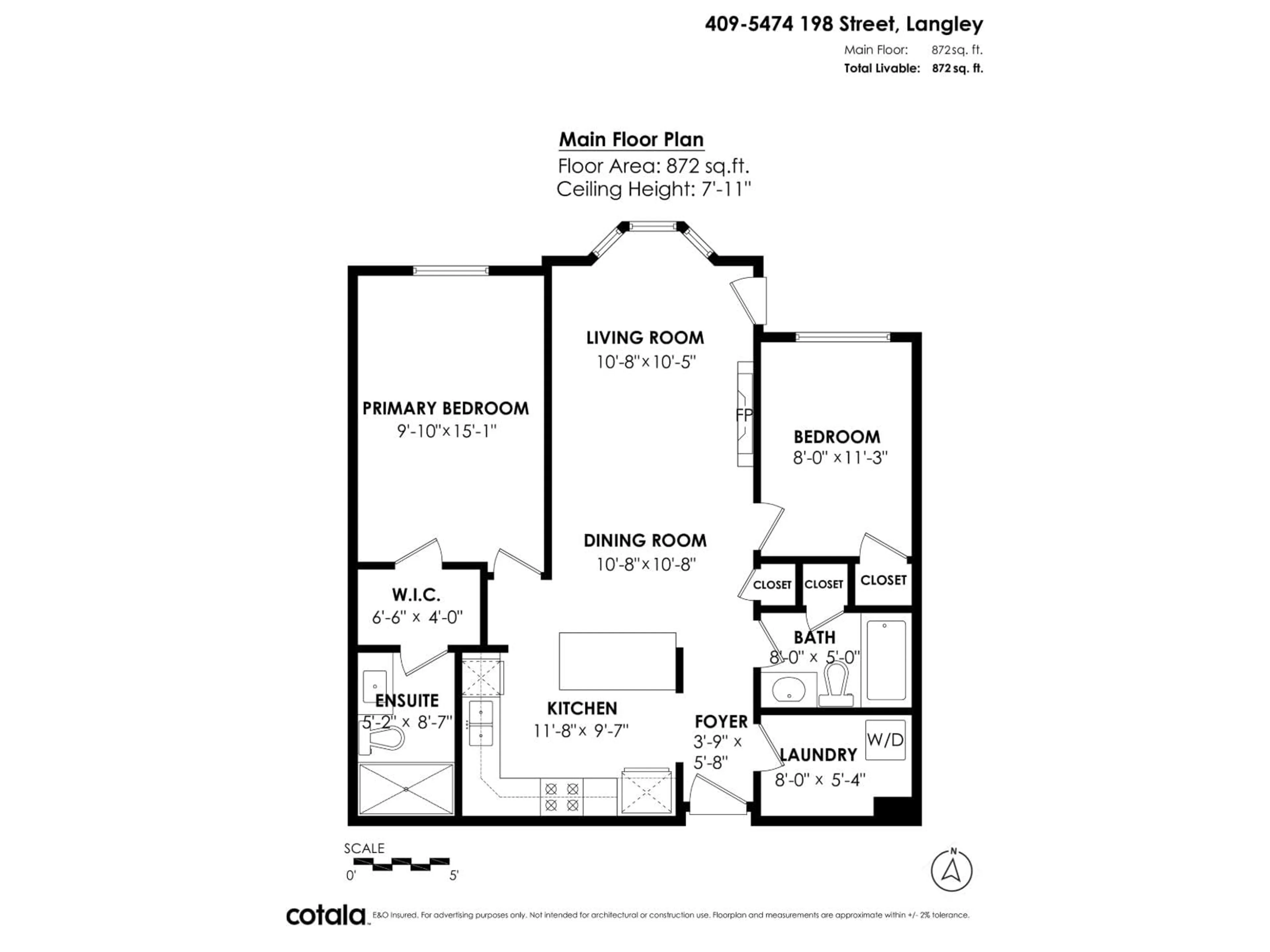 Floor plan for 409 - 5474 198TH, Langley British Columbia V3A1G2