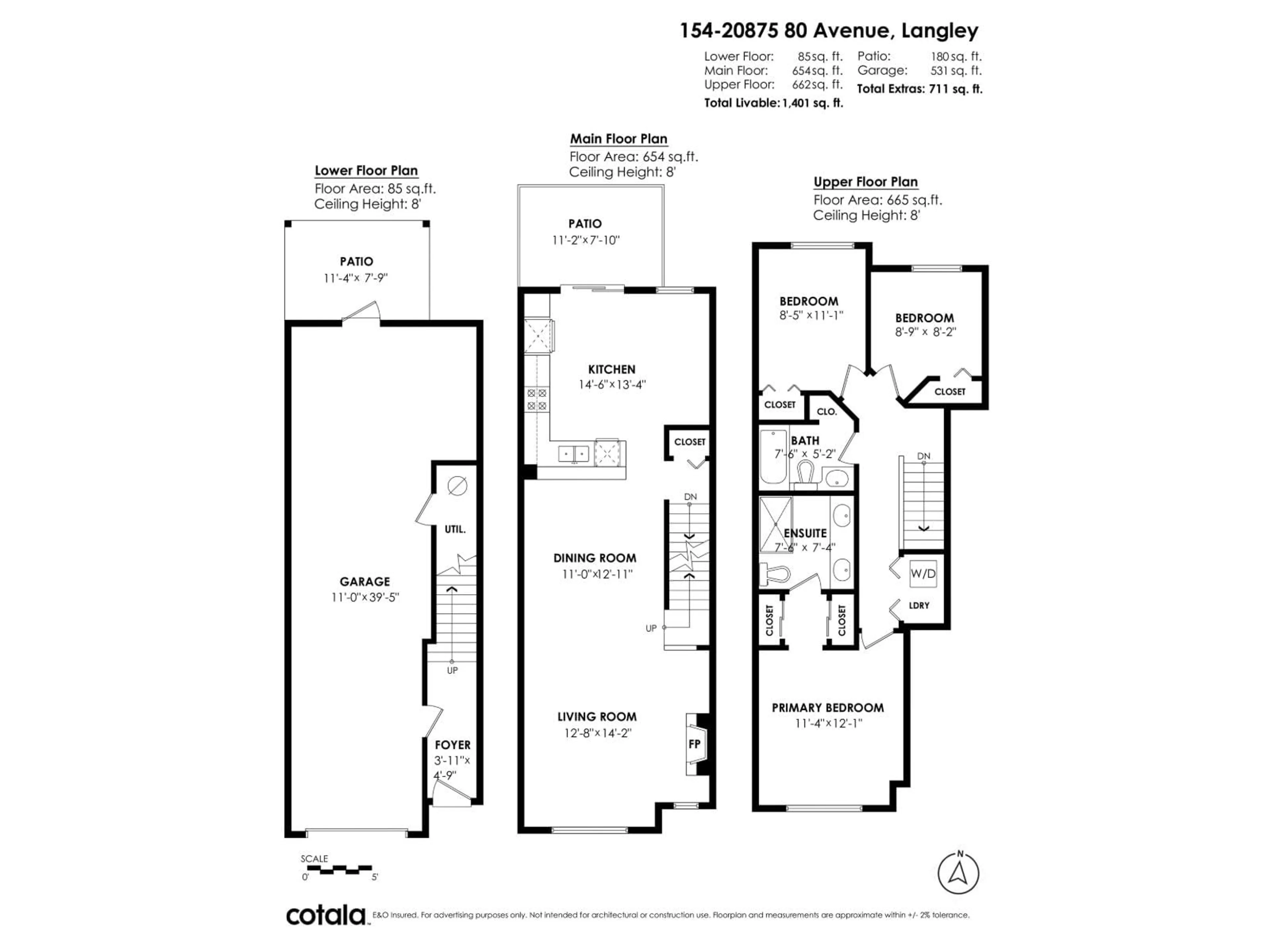 Floor plan for 154 - 20875 80, Langley British Columbia V2Y0B2