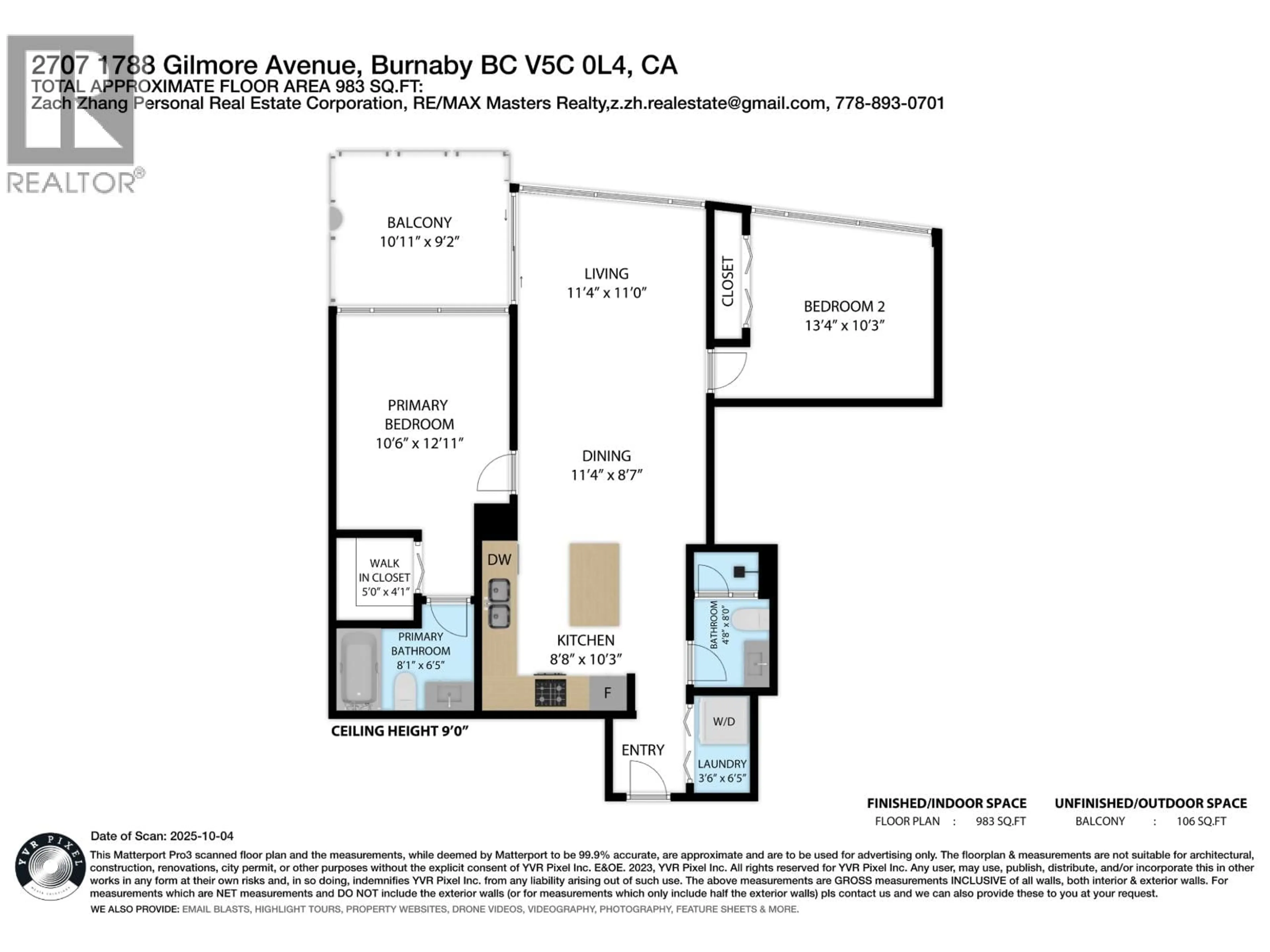 Floor plan for 2707 - 1788 GILMORE AVENUE, Burnaby British Columbia V5C0L5