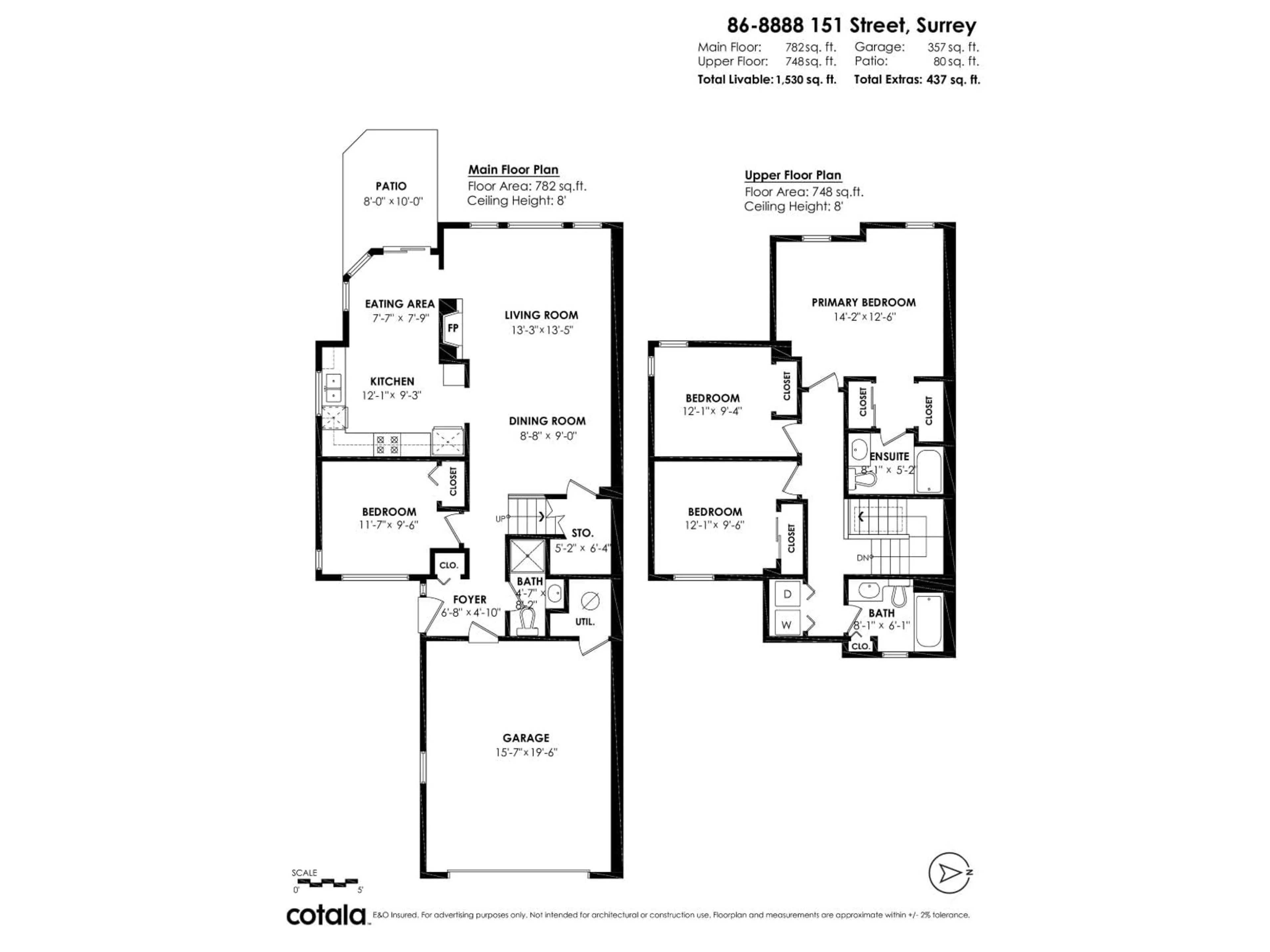 Floor plan for 86 - 8888 151, Surrey British Columbia V3R0Z9