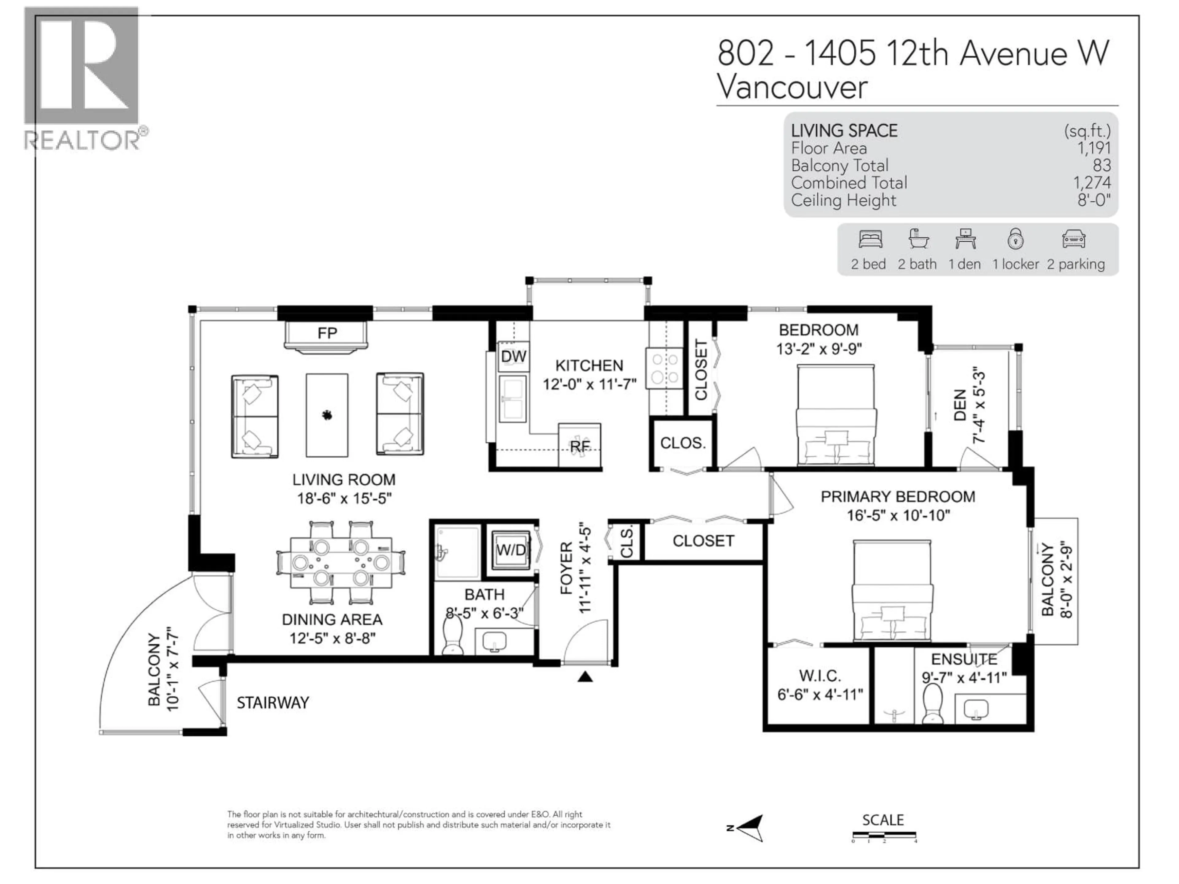 Floor plan for 802 - 1405 12TH AVENUE, Vancouver British Columbia V6H1M6