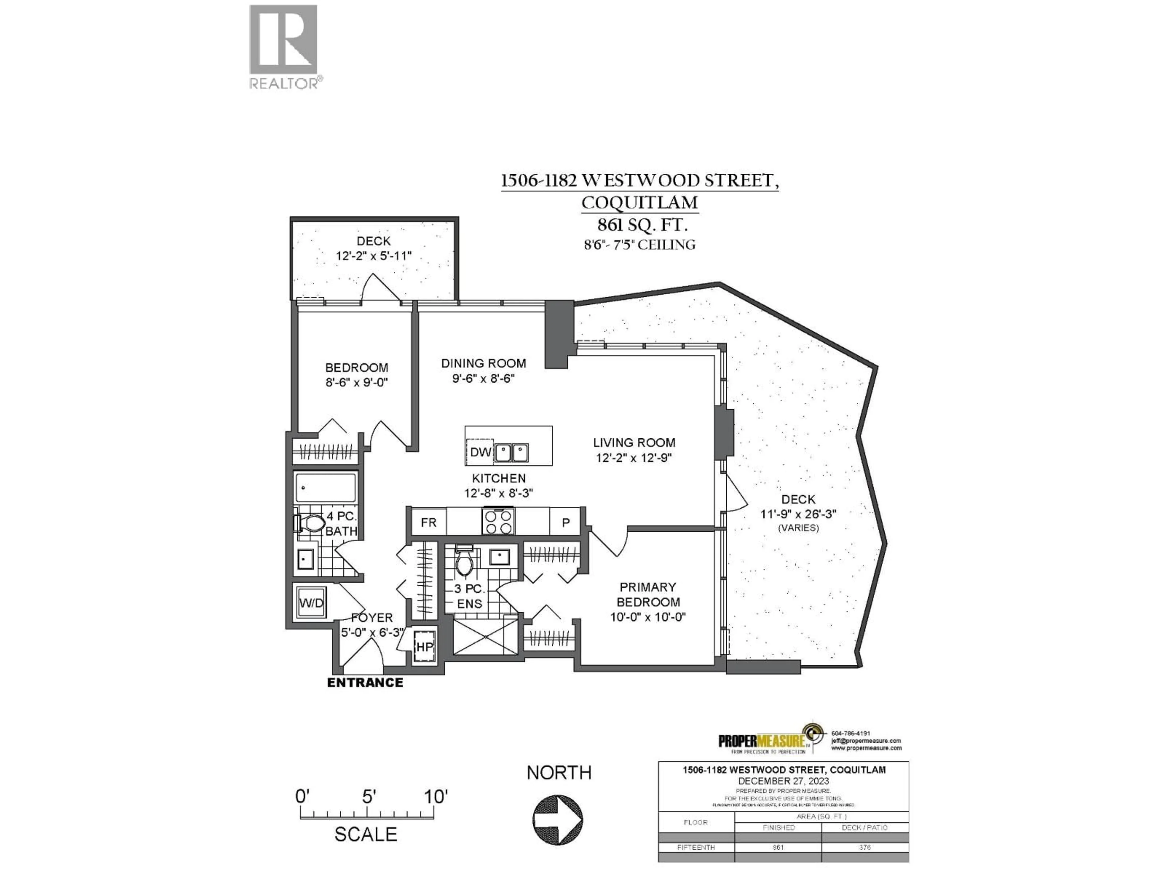 Floor plan for 1506 - 1182 WESTWOOD STREET, Coquitlam British Columbia V3B0T9