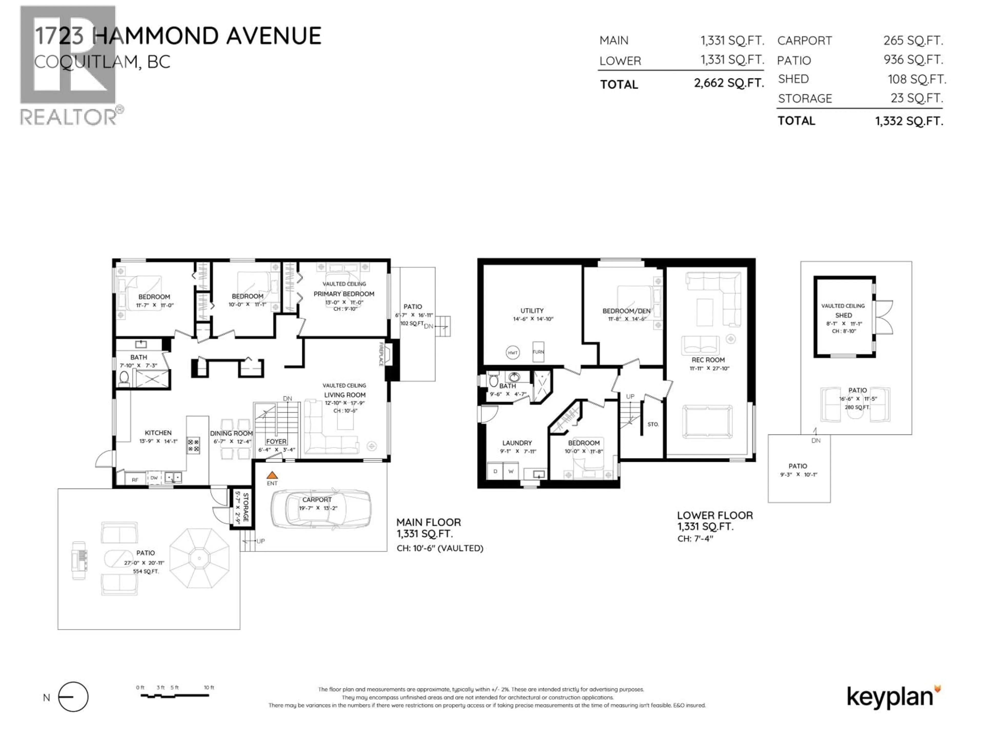 Floor plan for 1723 HAMMOND AVENUE, Coquitlam British Columbia V3K2P8