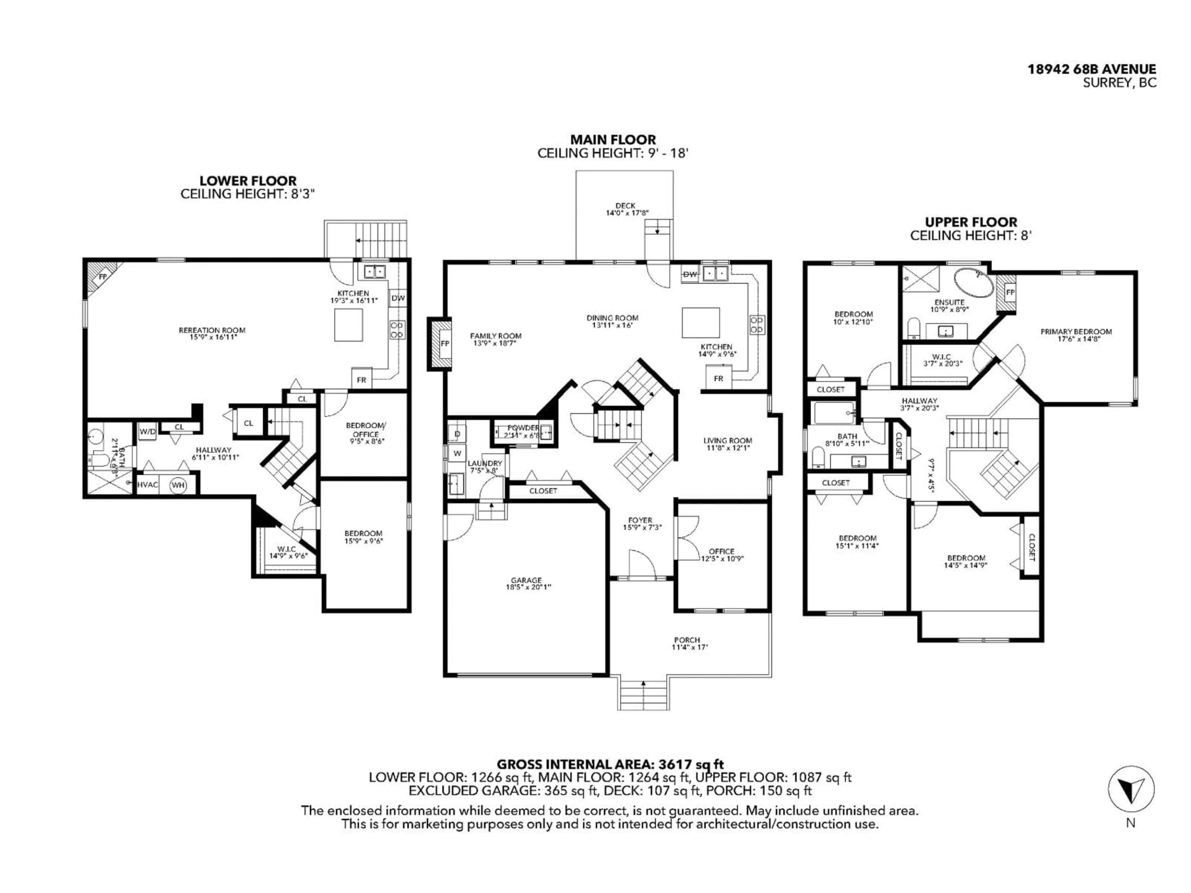 Floor plan for 18942 68B, Surrey British Columbia V4N5J9