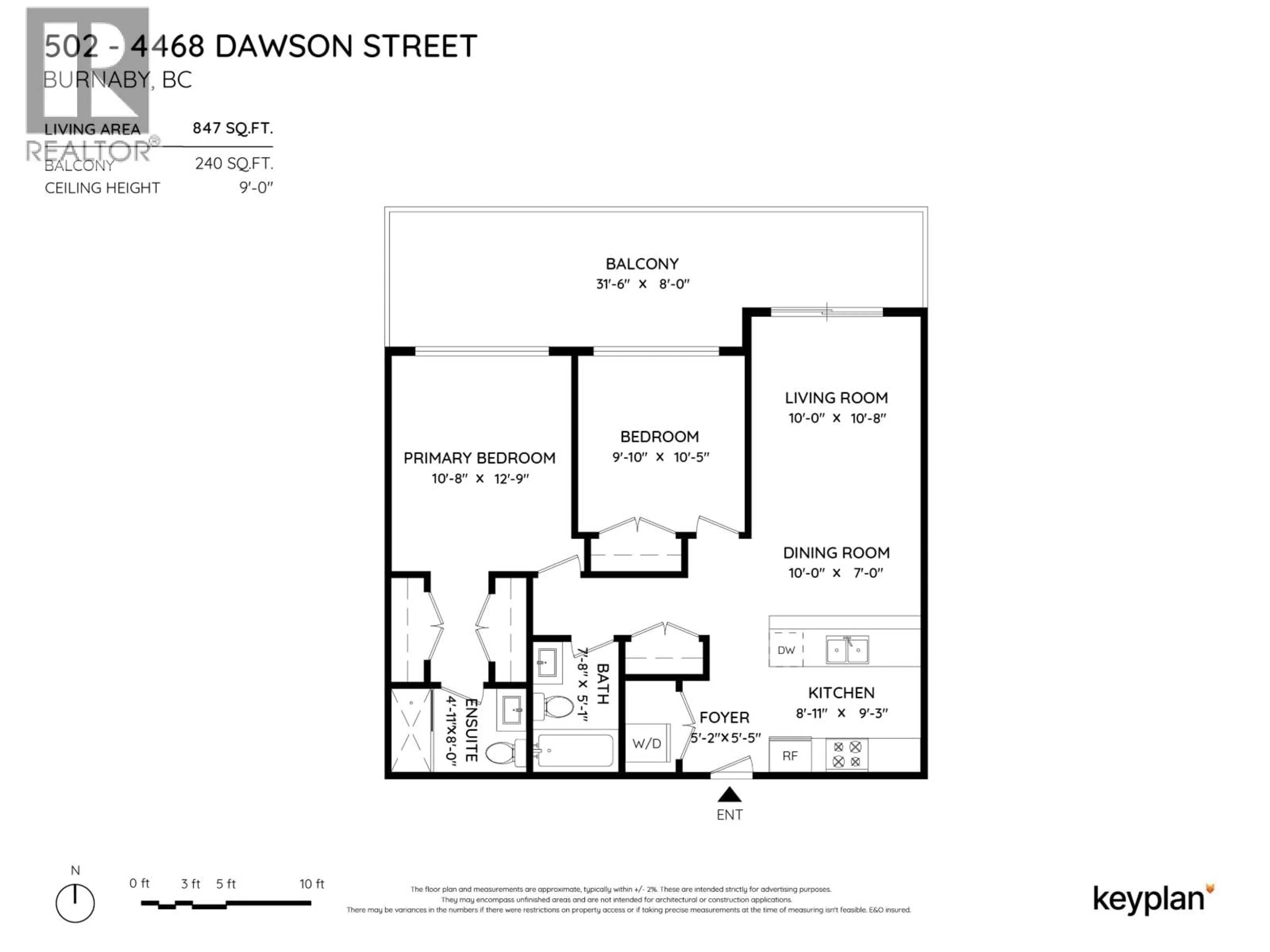 Floor plan for 502 - 4468 DAWSON STREET, Burnaby British Columbia V5C0J9