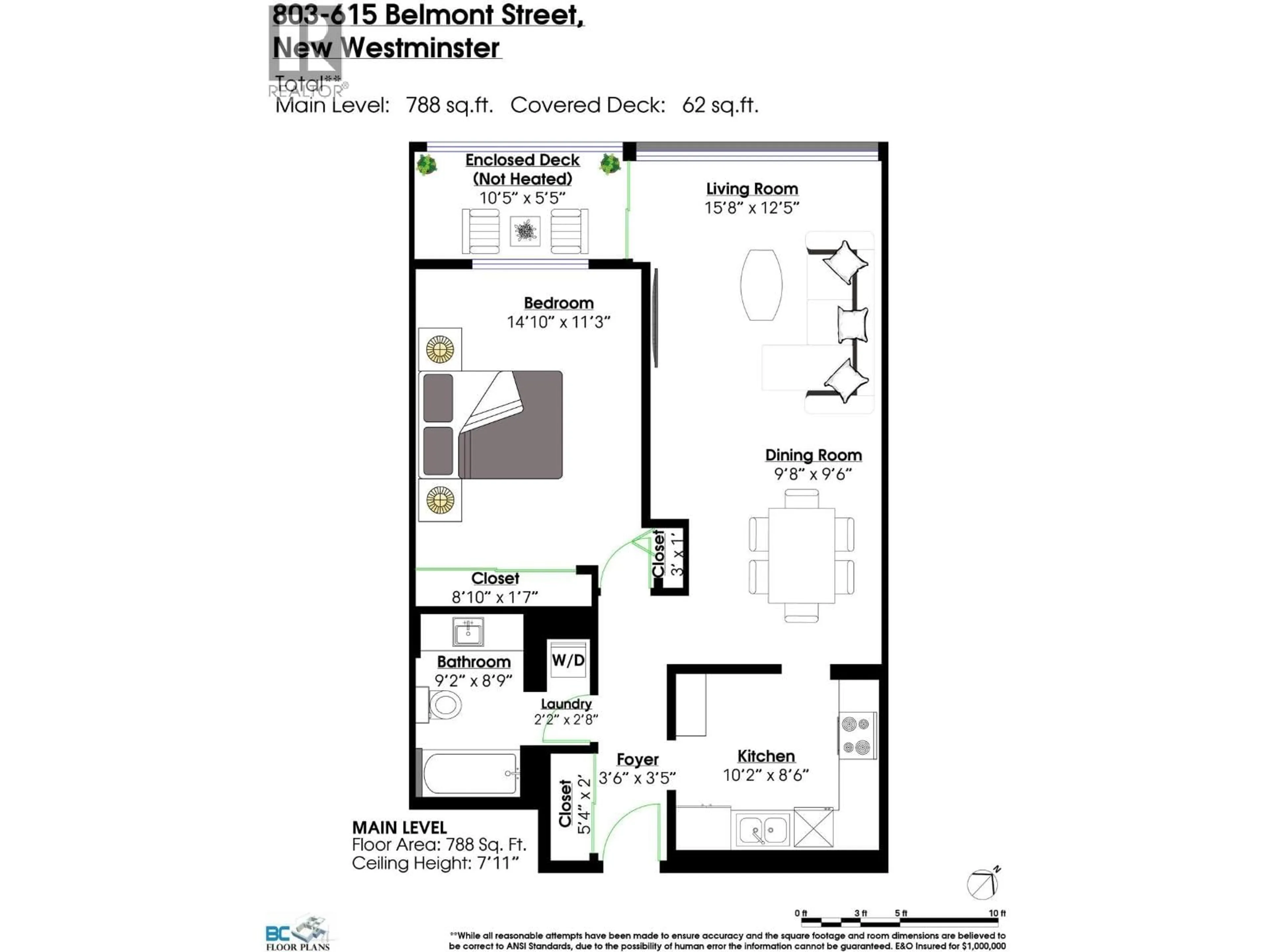 Floor plan for 803 - 615 BELMONT STREET, New Westminster British Columbia V3M6A1