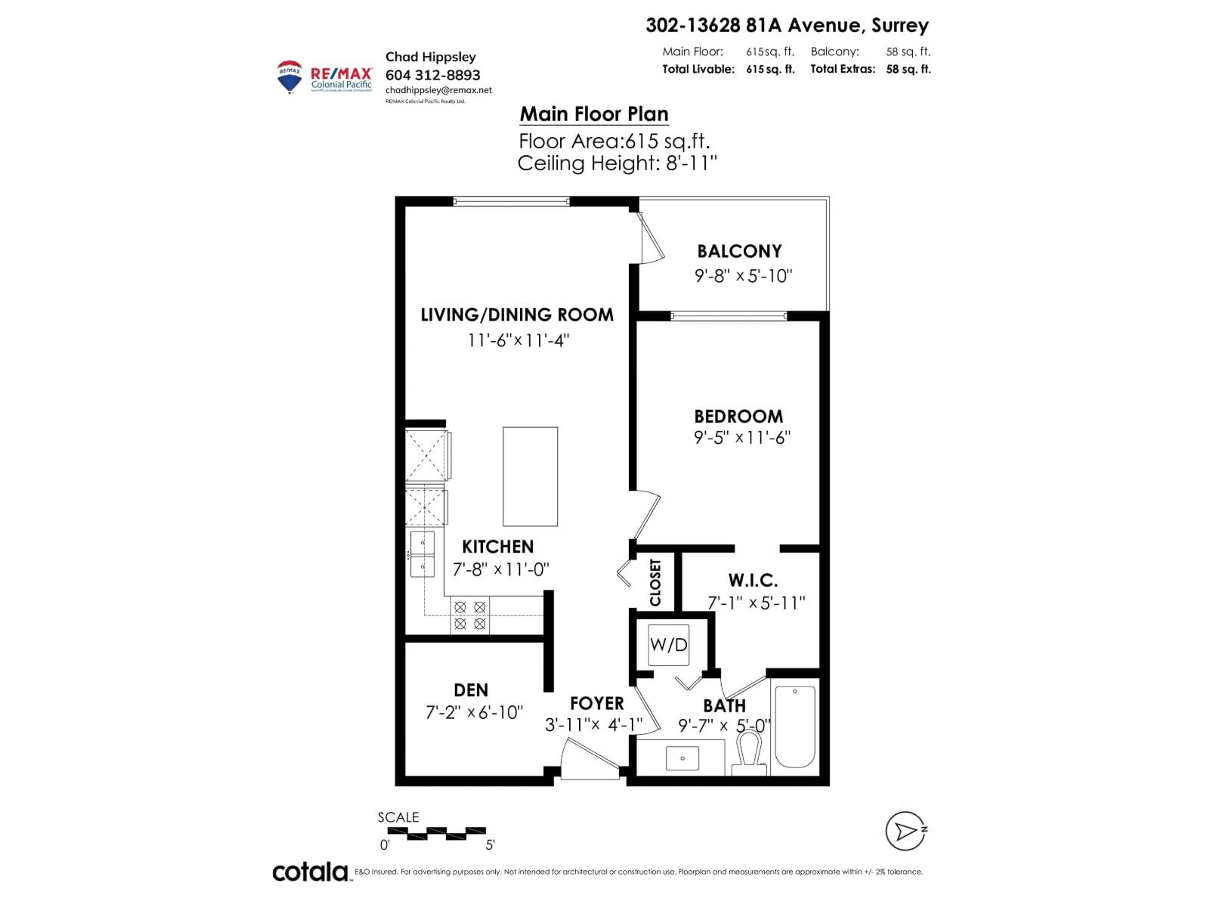 Floor plan for 302 - 13628 81A, Surrey British Columbia V3W3E2