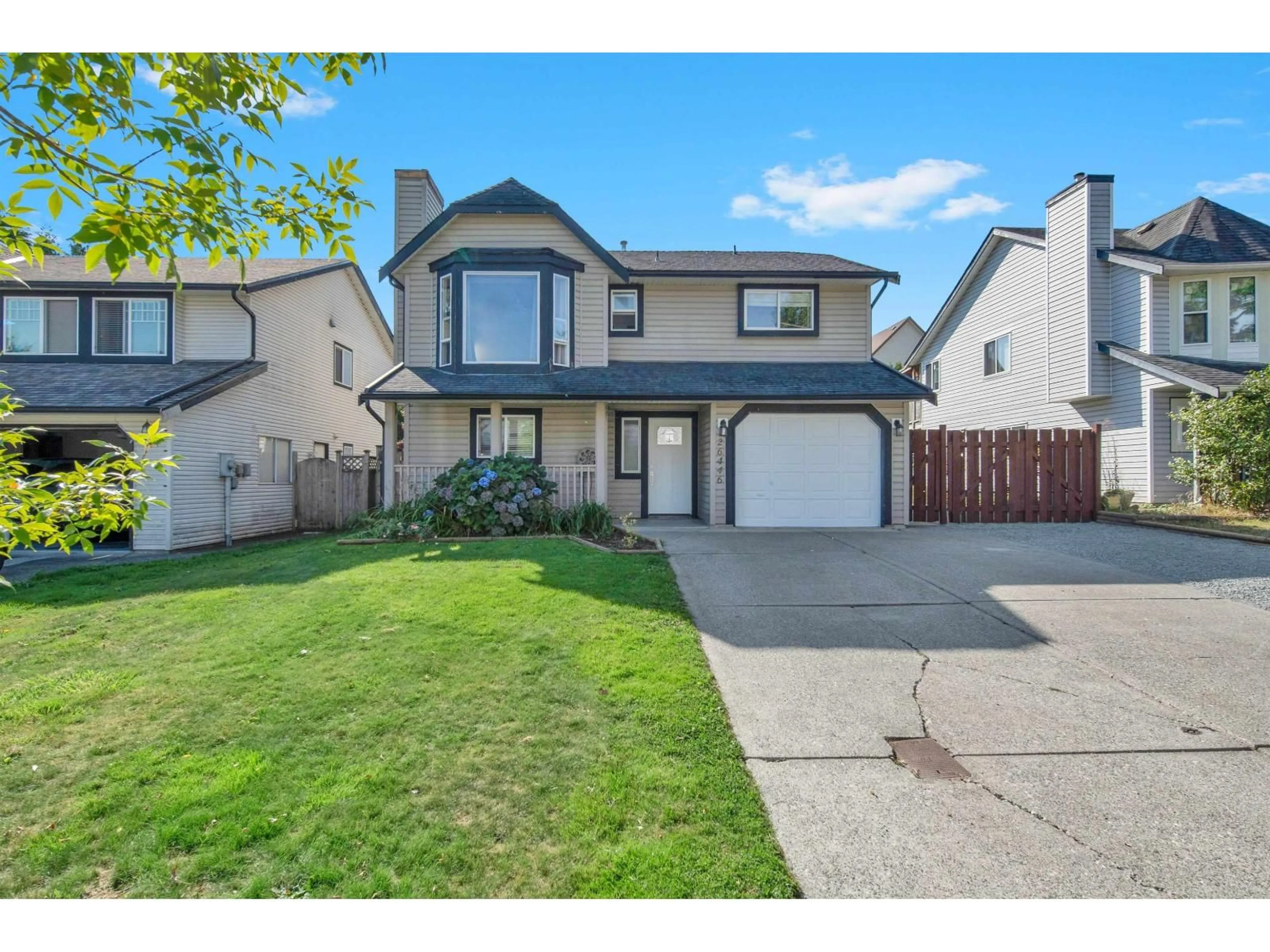 Home with vinyl exterior material, street for 26446 32A, Langley British Columbia V4W3E9