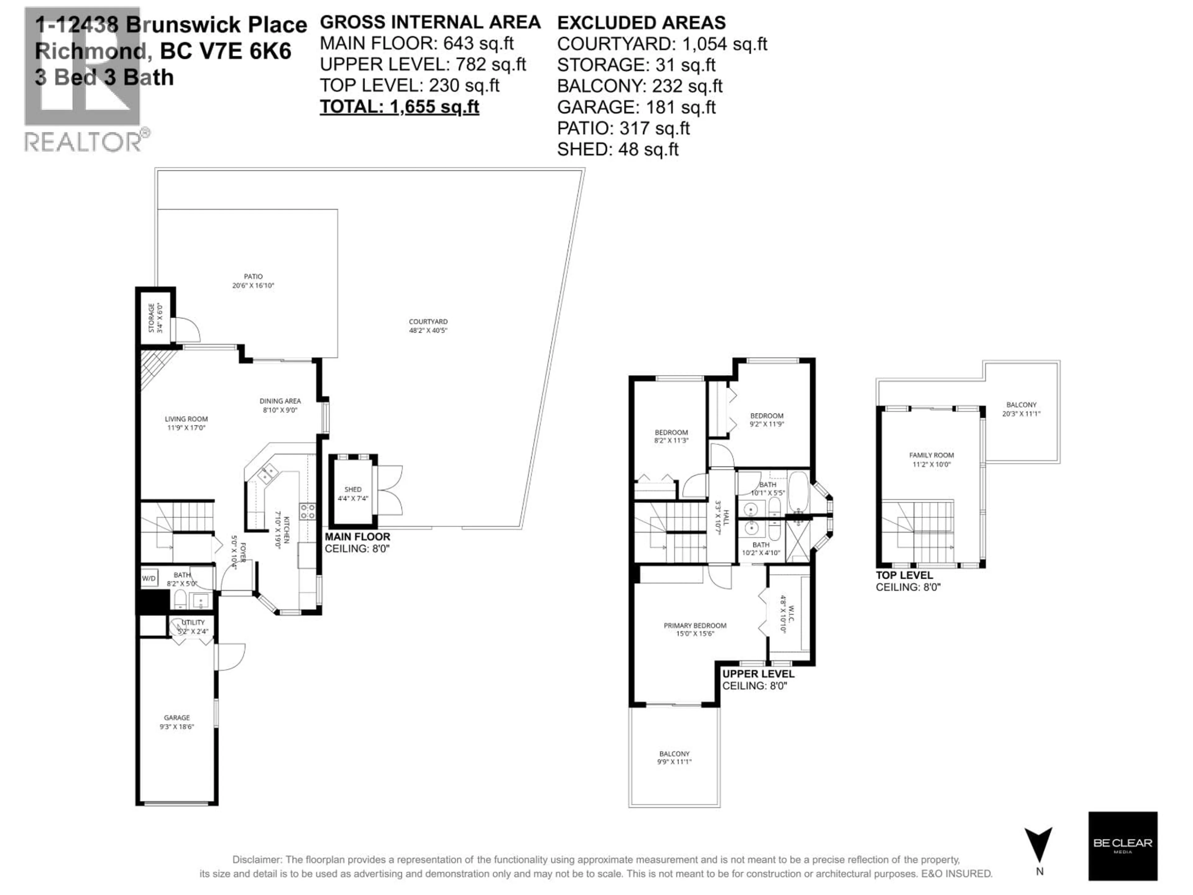 Floor plan for 1 - 12438 BRUNSWICK PLACE, Richmond British Columbia V7E6K6