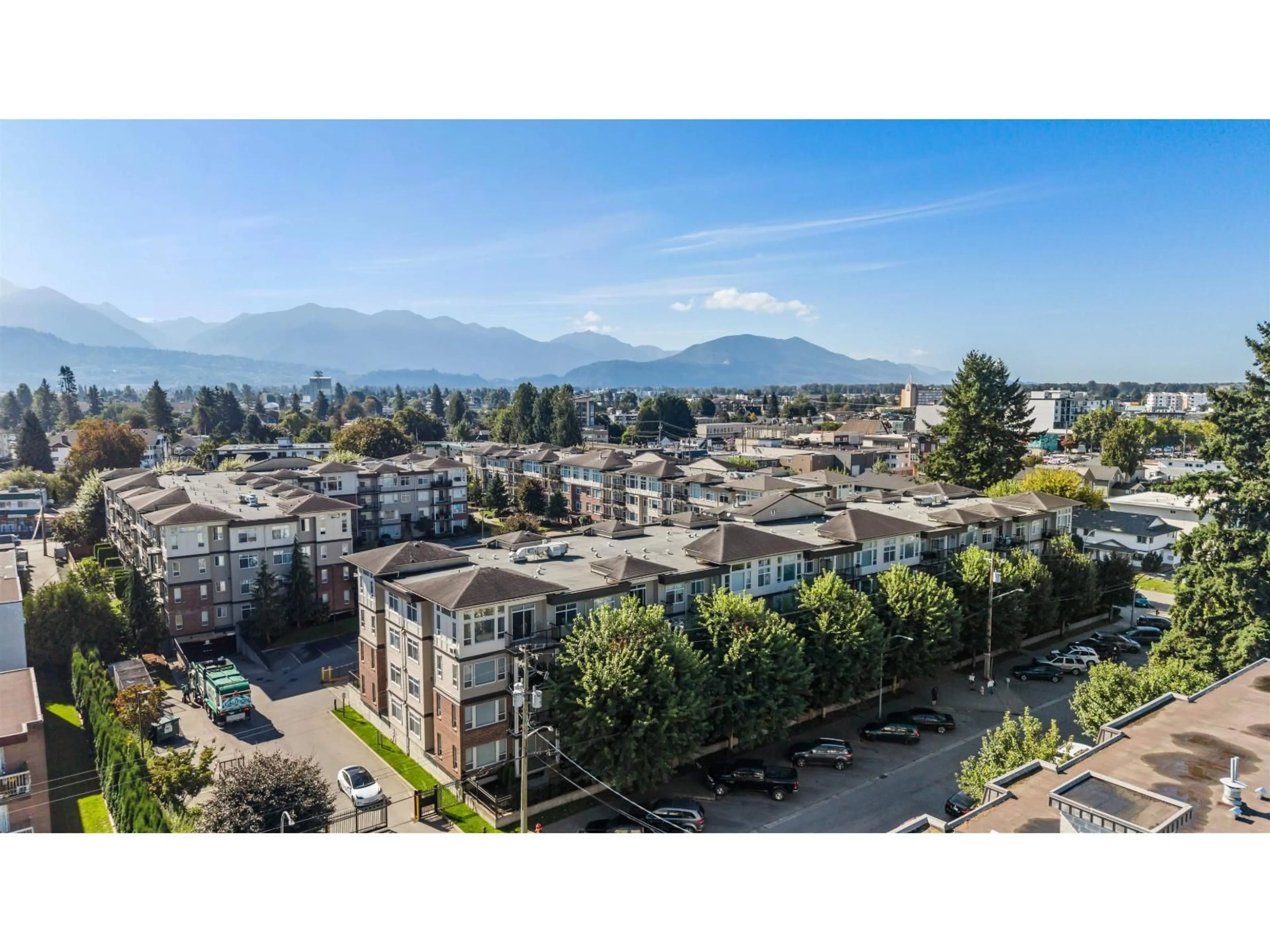 A pic from outside/outdoor area/front of a property/back of a property/a pic from drone, mountain view for 217 - 46150 BOLE AVENUE, Chilliwack British Columbia V2P0B7