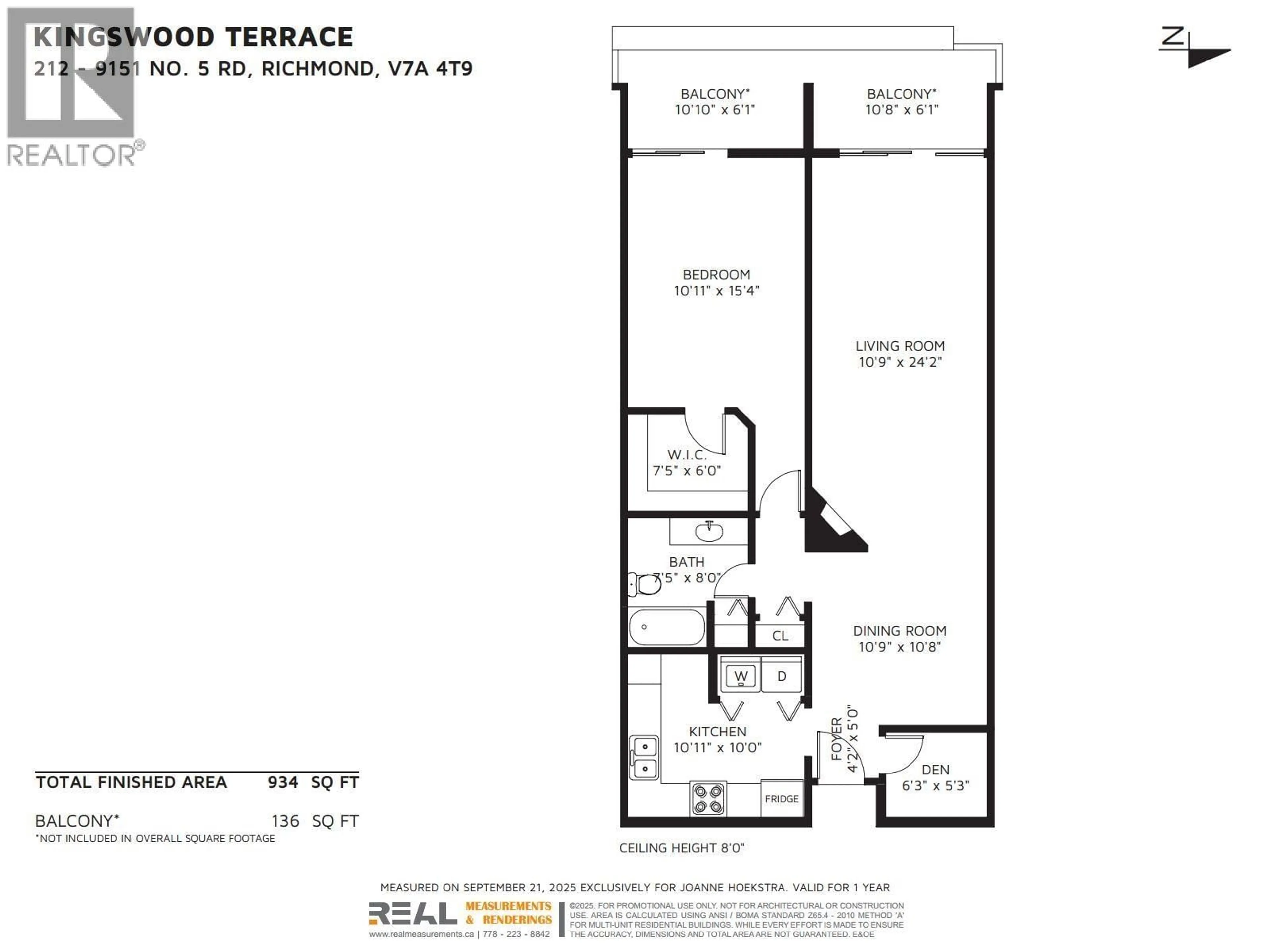 Floor plan for 212 - 9151 NO. 5 ROAD, Richmond British Columbia V7A4T9