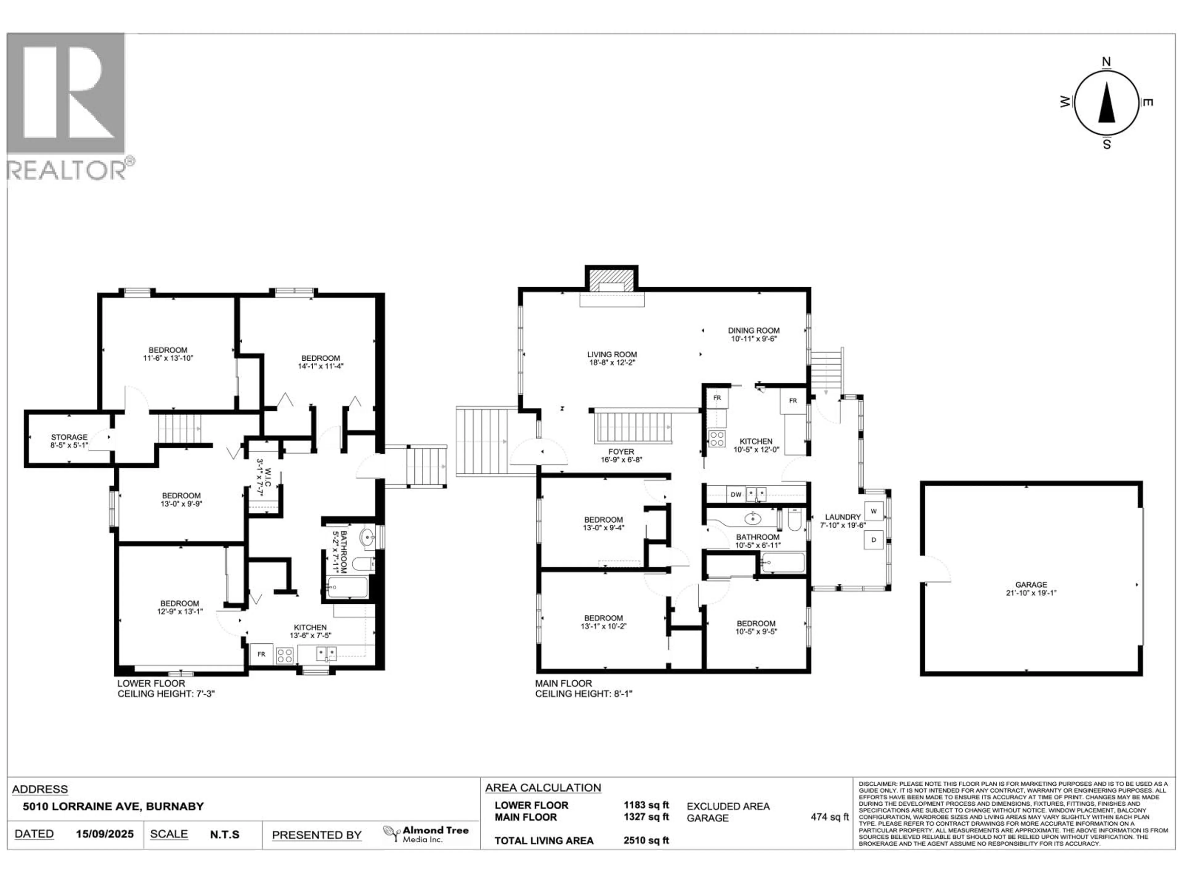Floor plan for 5010 LORRAINE AVENUE, Burnaby British Columbia V5G2S2