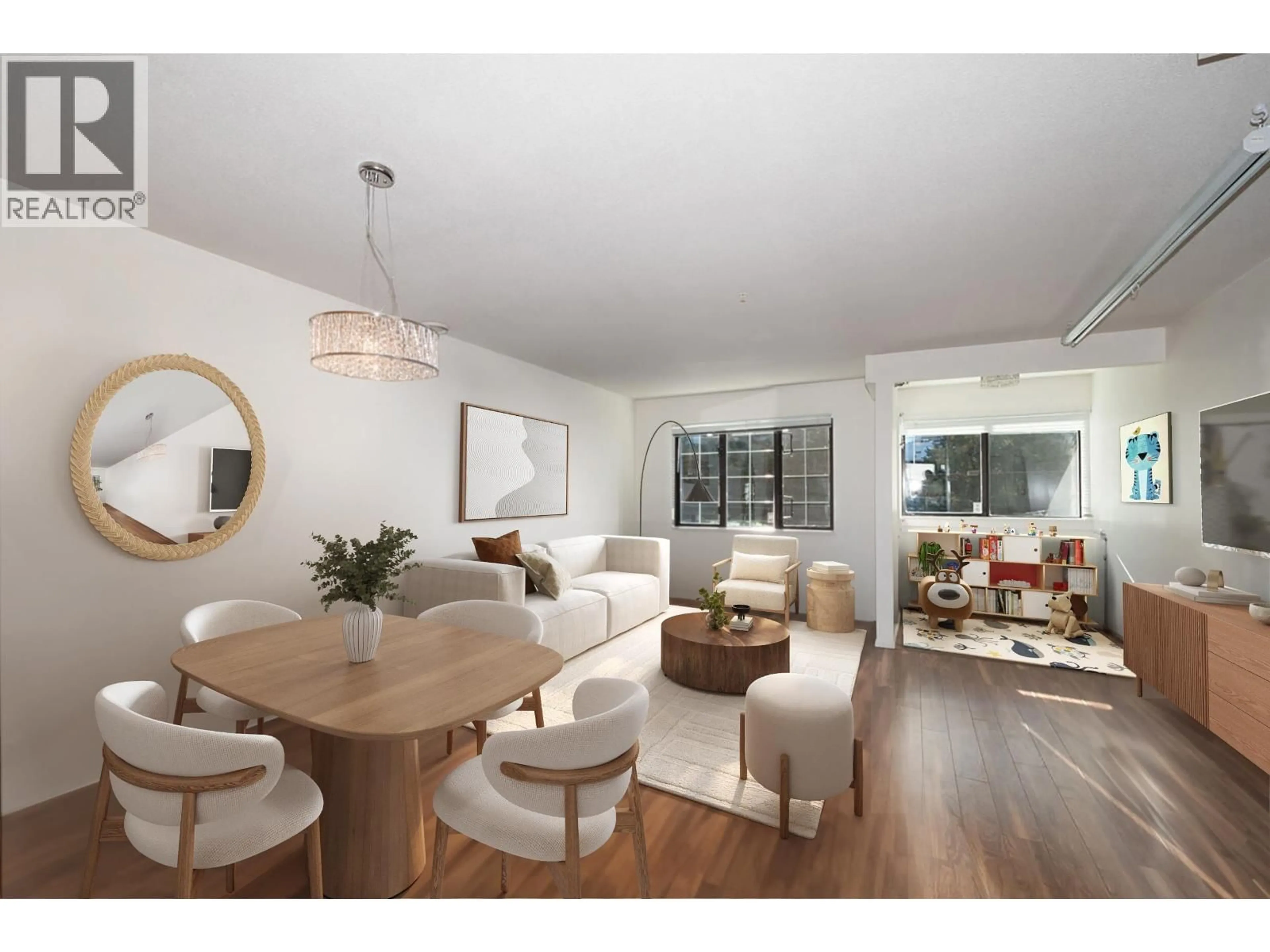 Living room with furniture, wood/laminate floor for 203 - 3368 MAIN STREET, Vancouver British Columbia V5V3M7
