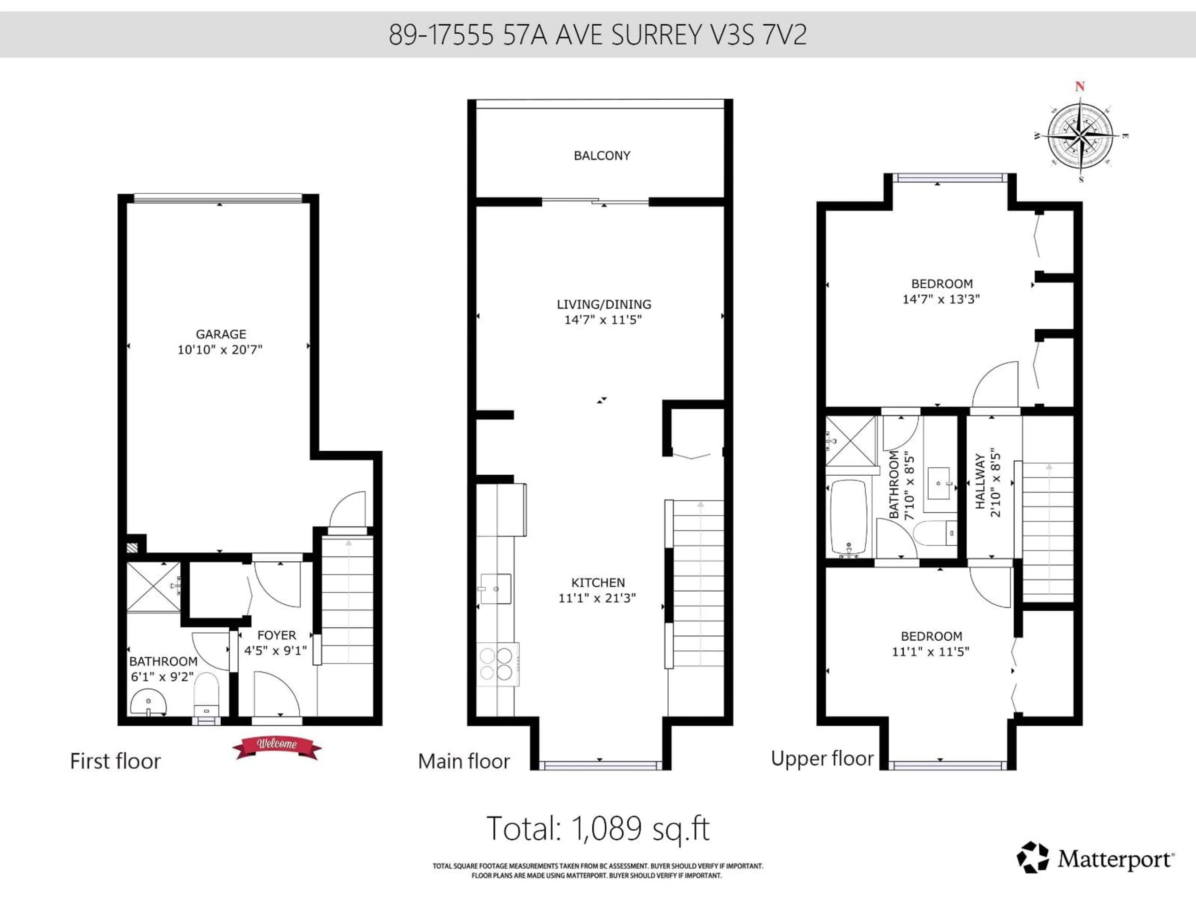 Floor plan for 89 - 17555 57A, Surrey British Columbia V3S7V2