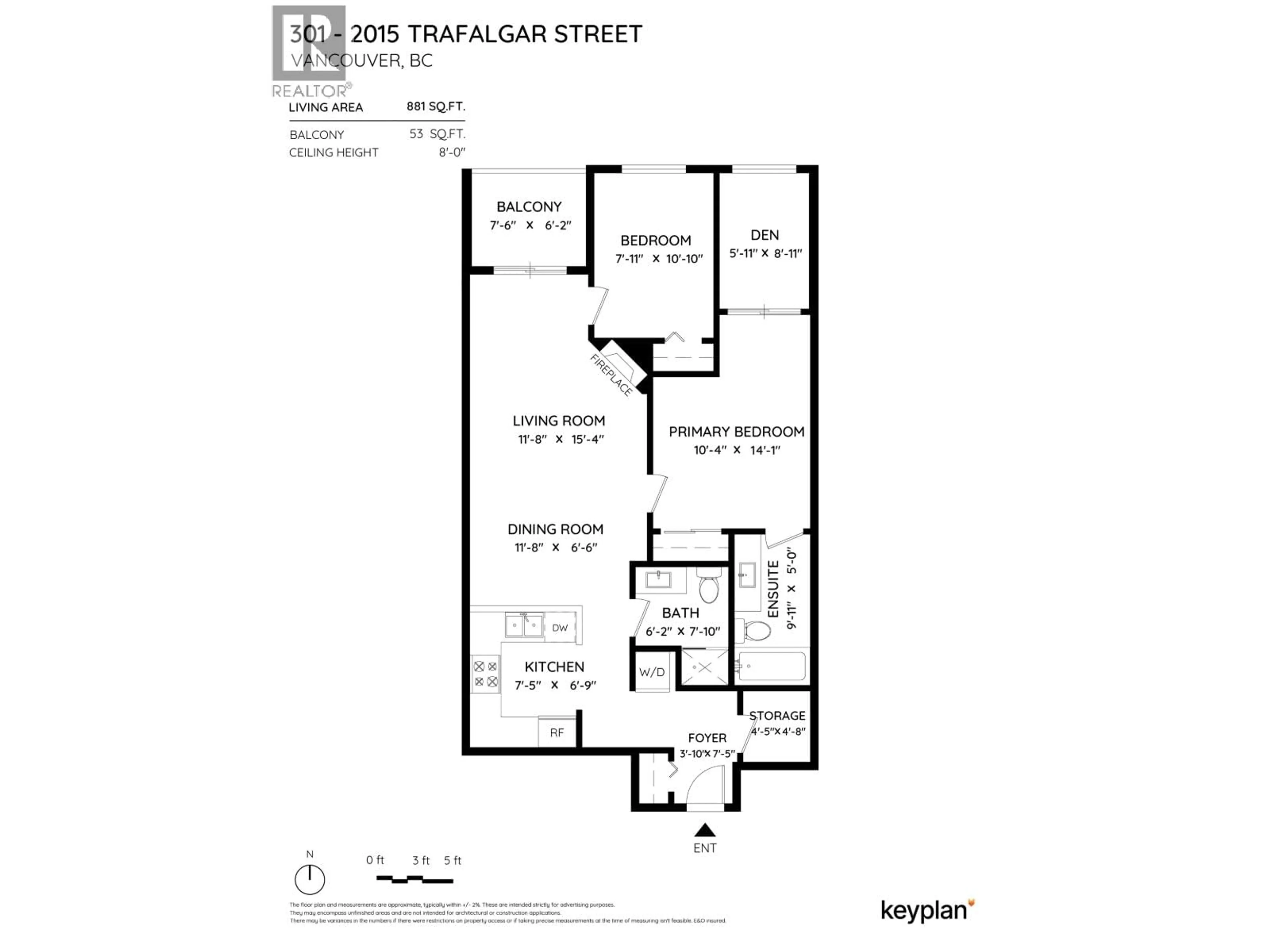 Floor plan for 301 - 2015 TRAFALGAR STREET, Vancouver British Columbia V6K1P7
