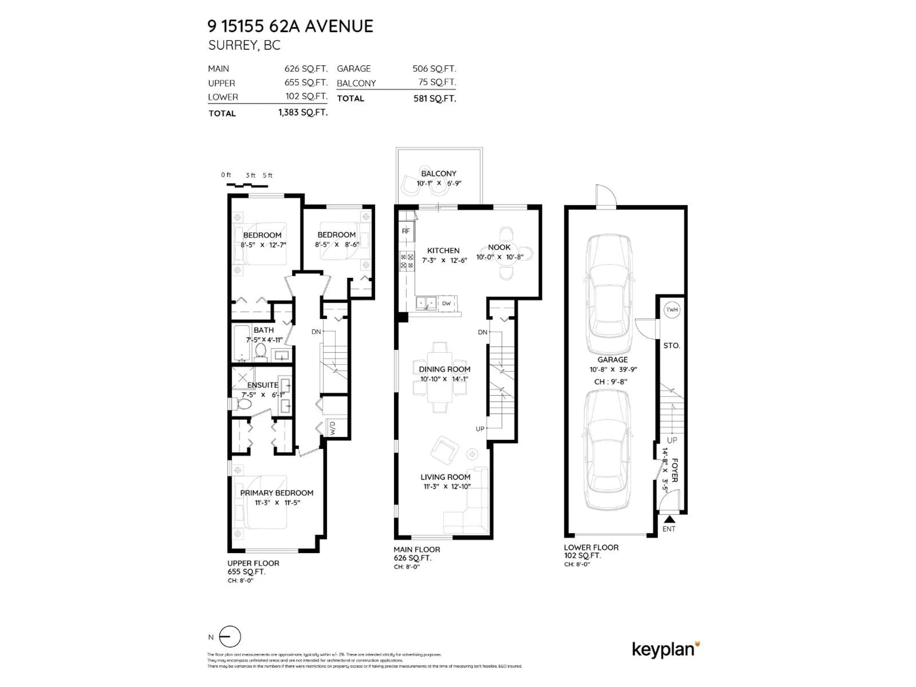 Floor plan for 9 - 15155 62A, Surrey British Columbia V3S8A6