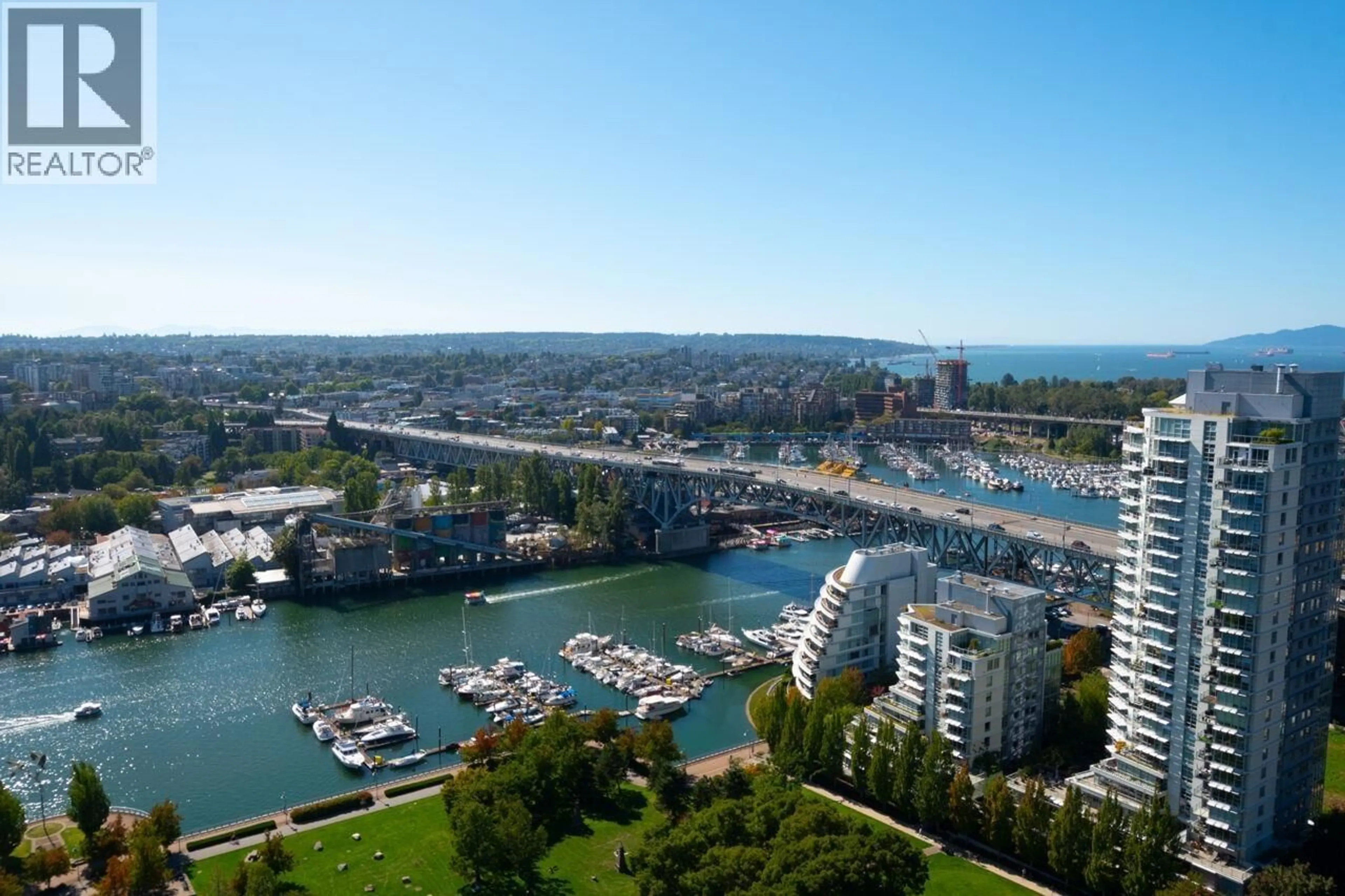 A pic from outside/outdoor area/front of a property/back of a property/a pic from drone, water/lake/river/ocean view for 3503 - 455 BEACH CRESCENT, Vancouver British Columbia V6Z3E5