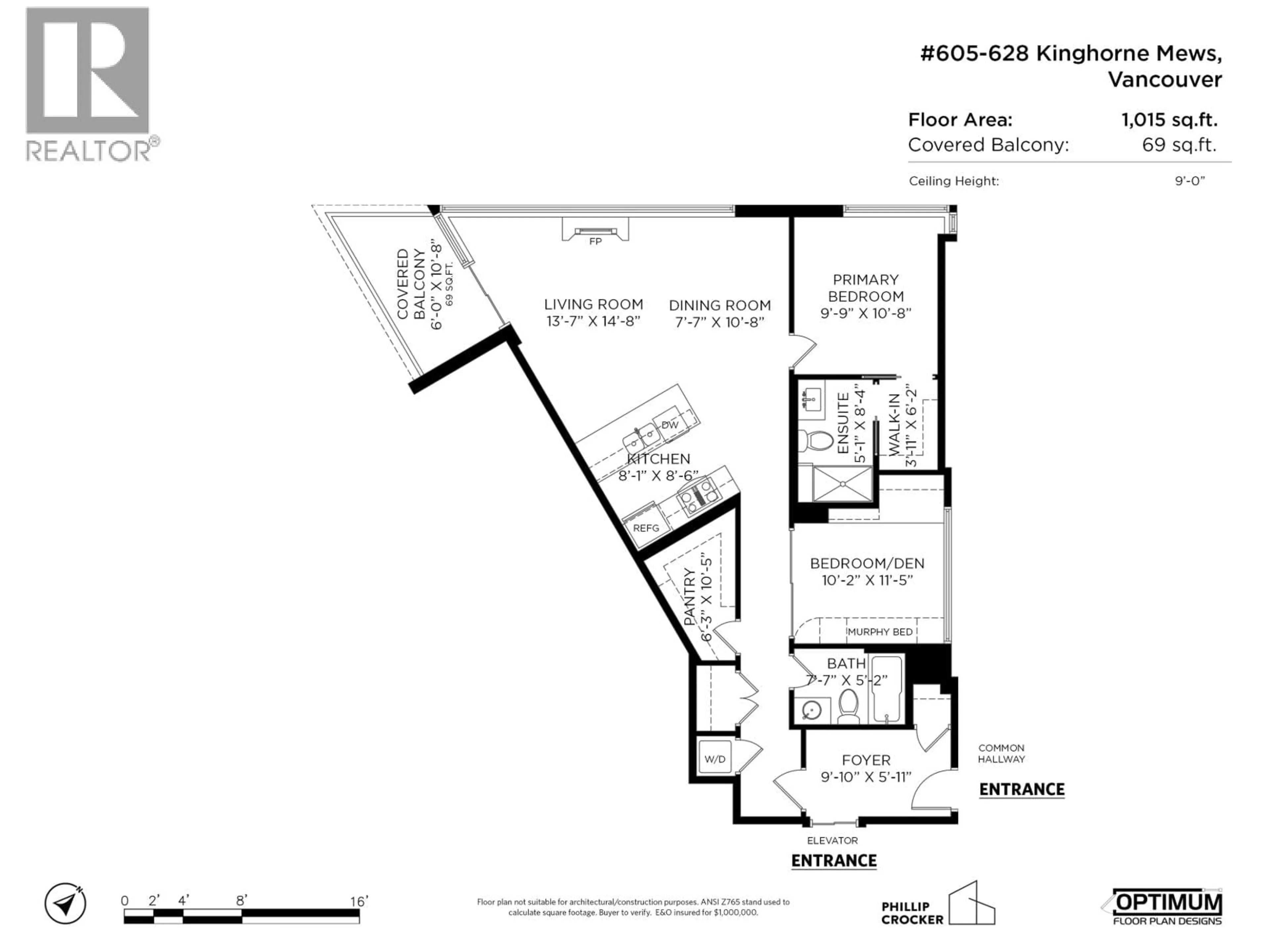 Floor plan for 605 - 628 KINGHORNE MEWS, Vancouver British Columbia V6Z3H6