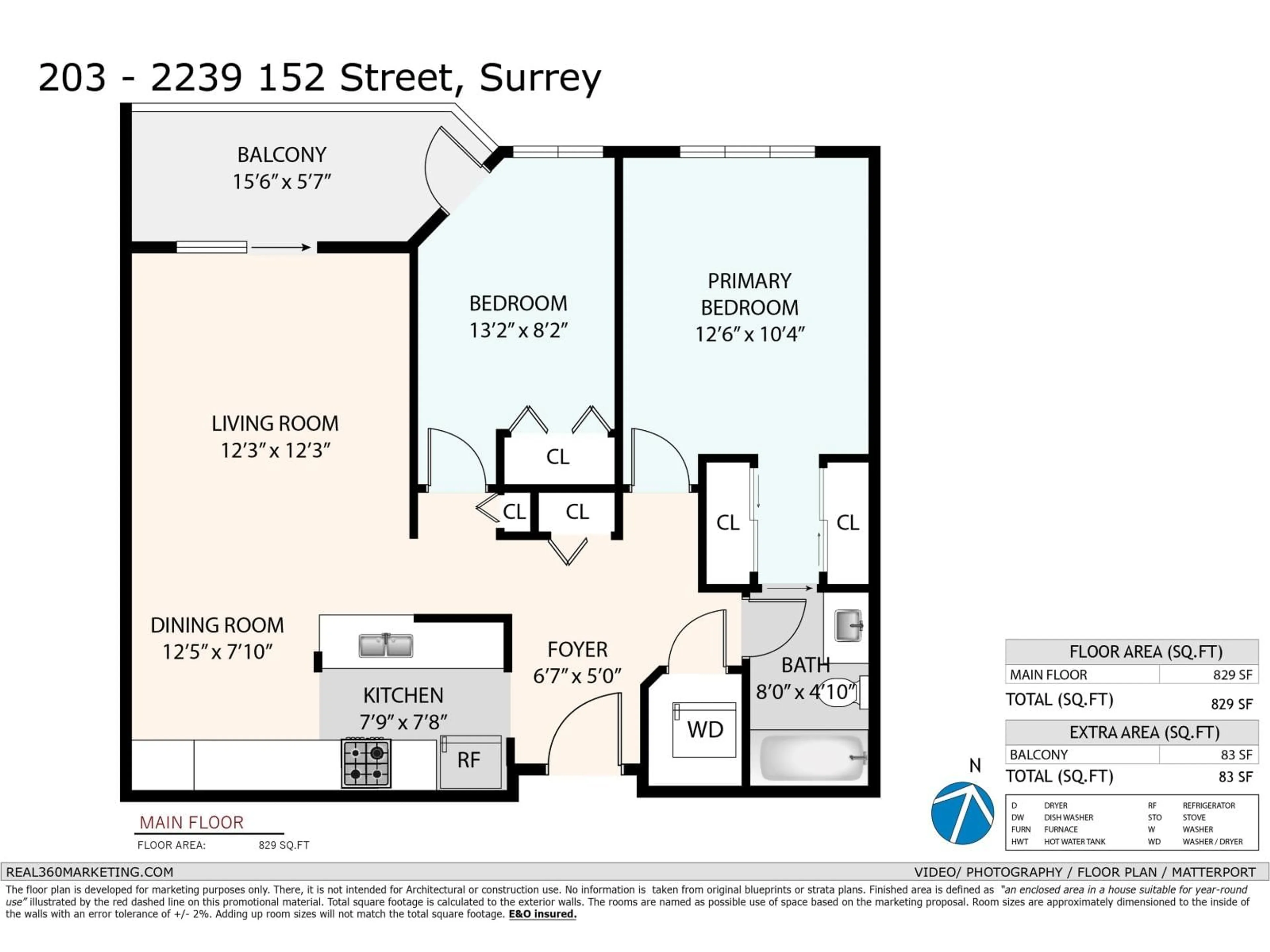 Floor plan for 203 - 2239 152, Surrey British Columbia V4A4P1