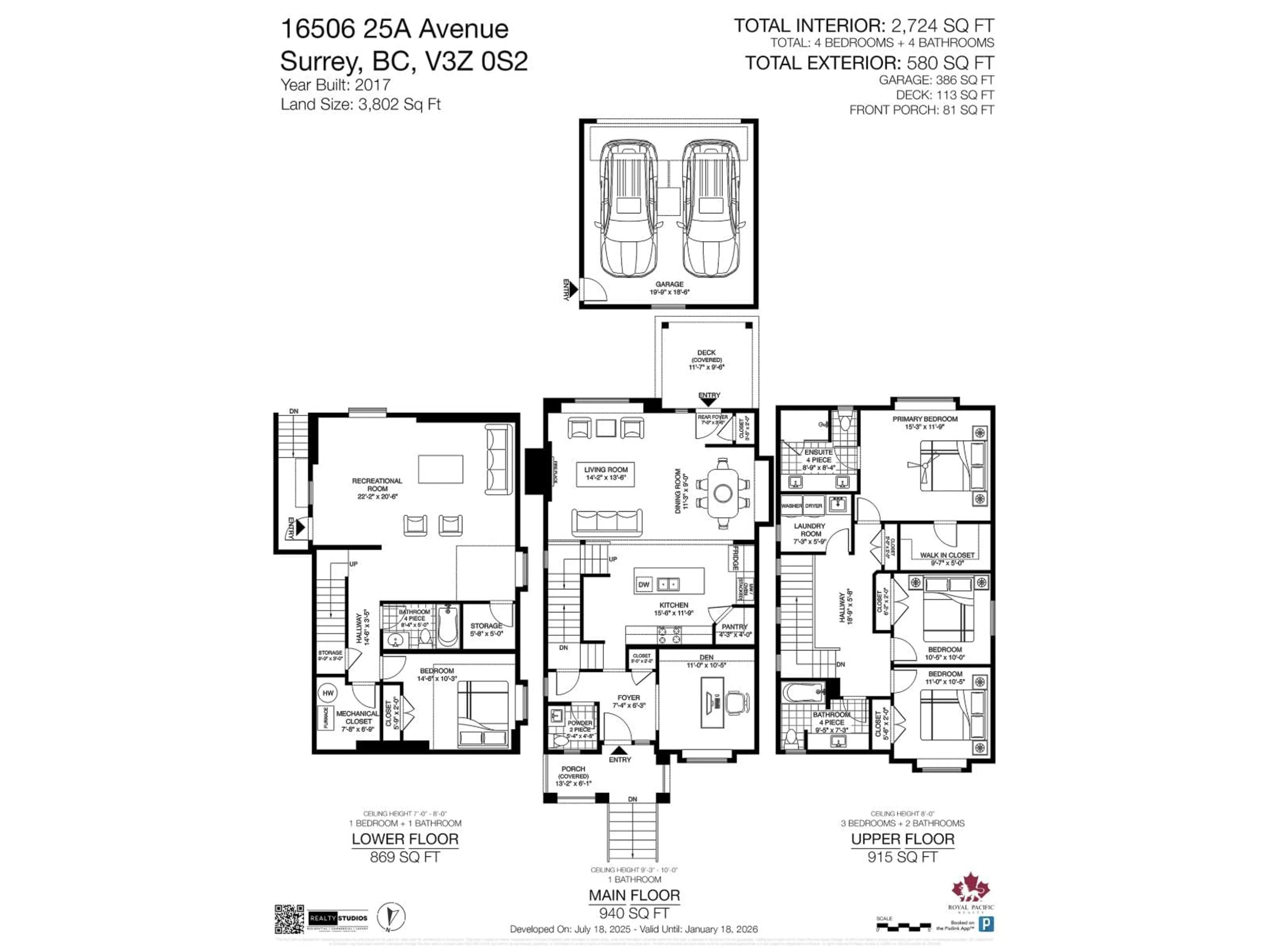 Floor plan for 16506 25A, Surrey British Columbia V3Z0S2