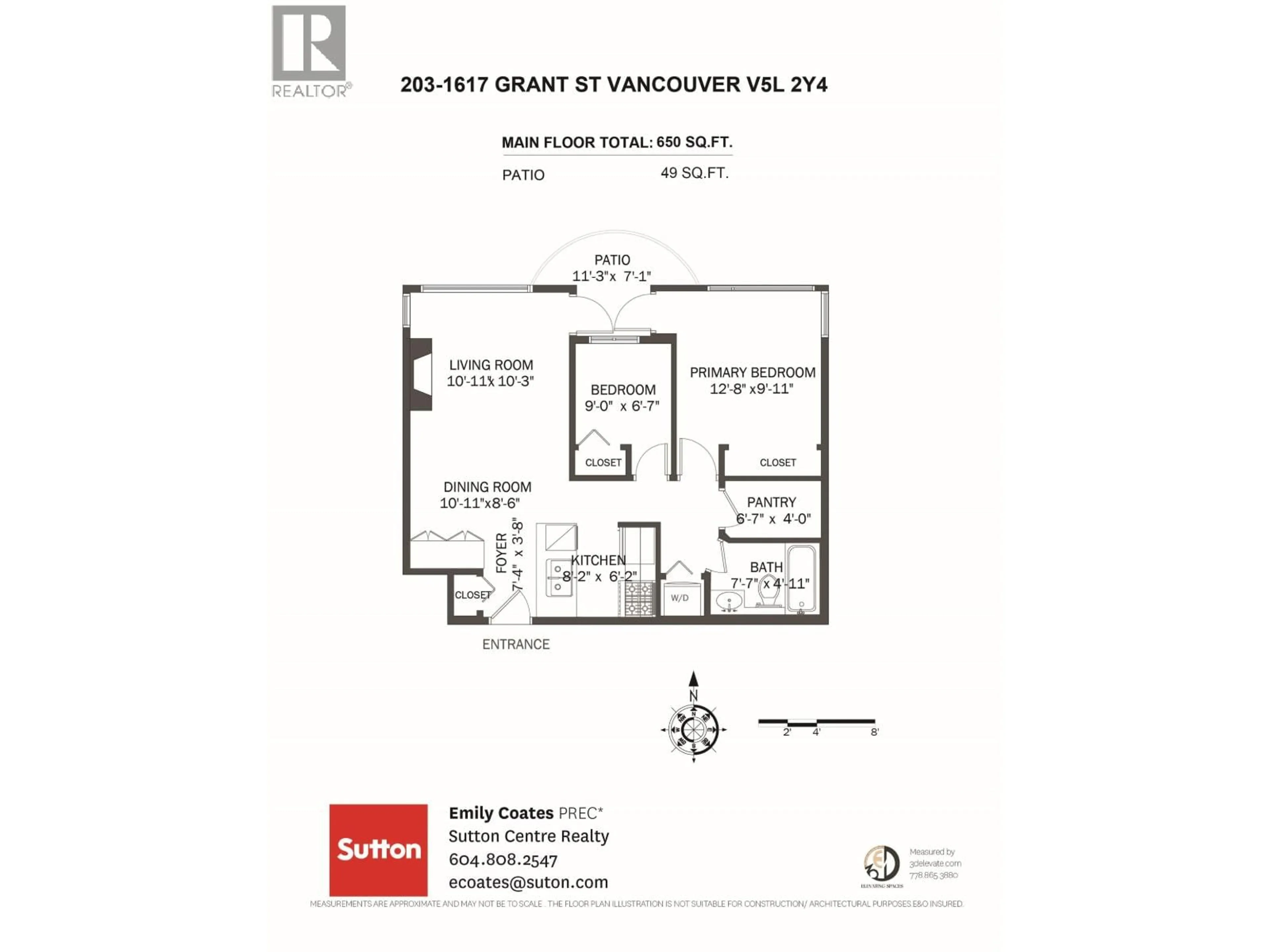 Floor plan for 203 - 1617 GRANT STREET, Vancouver British Columbia V5L2Y4