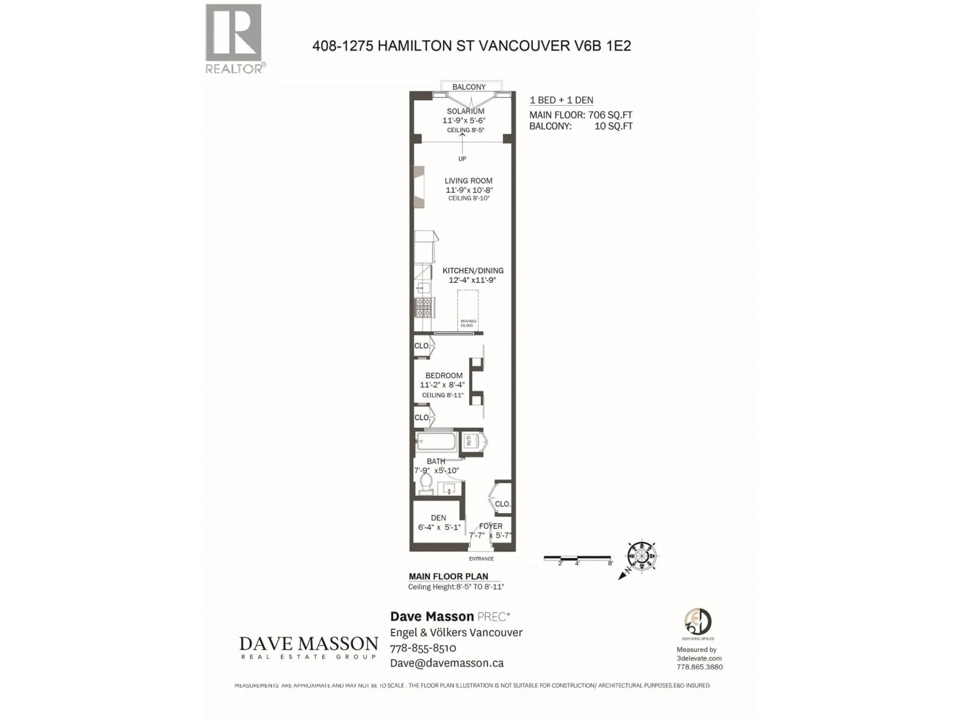 Floor plan for 408 - 1275 HAMILTON STREET, Vancouver British Columbia V6B1E2