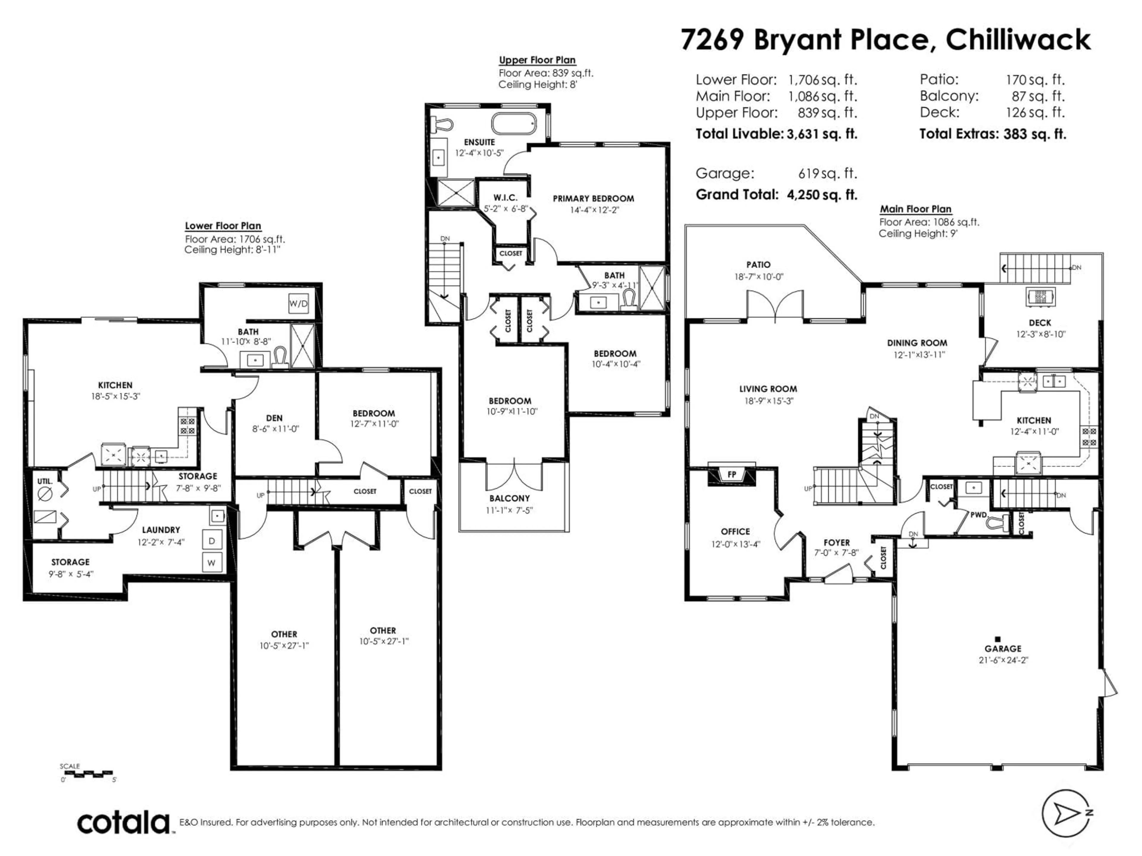 Floor plan for 7269 BRYANT PLACE, Chilliwack British Columbia V4Z1K4