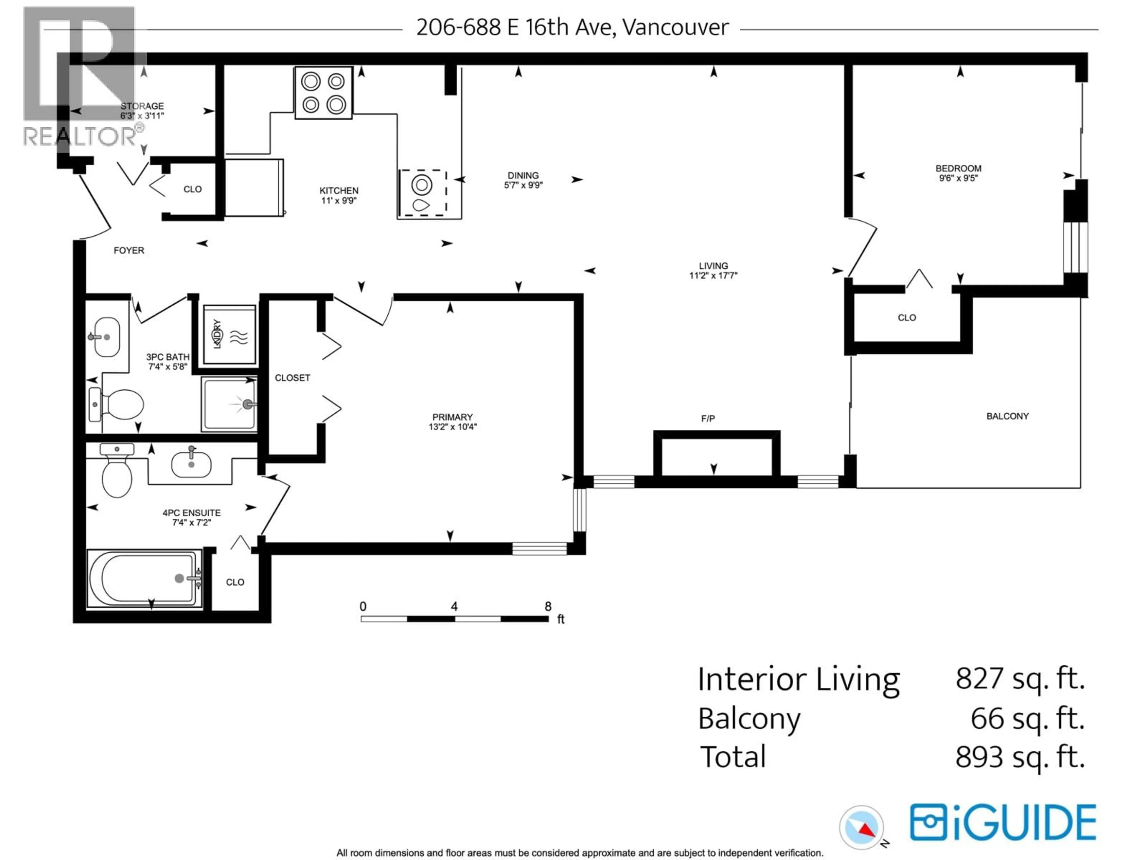 Floor plan for 206 - 688 16TH AVENUE, Vancouver British Columbia V5T2V4