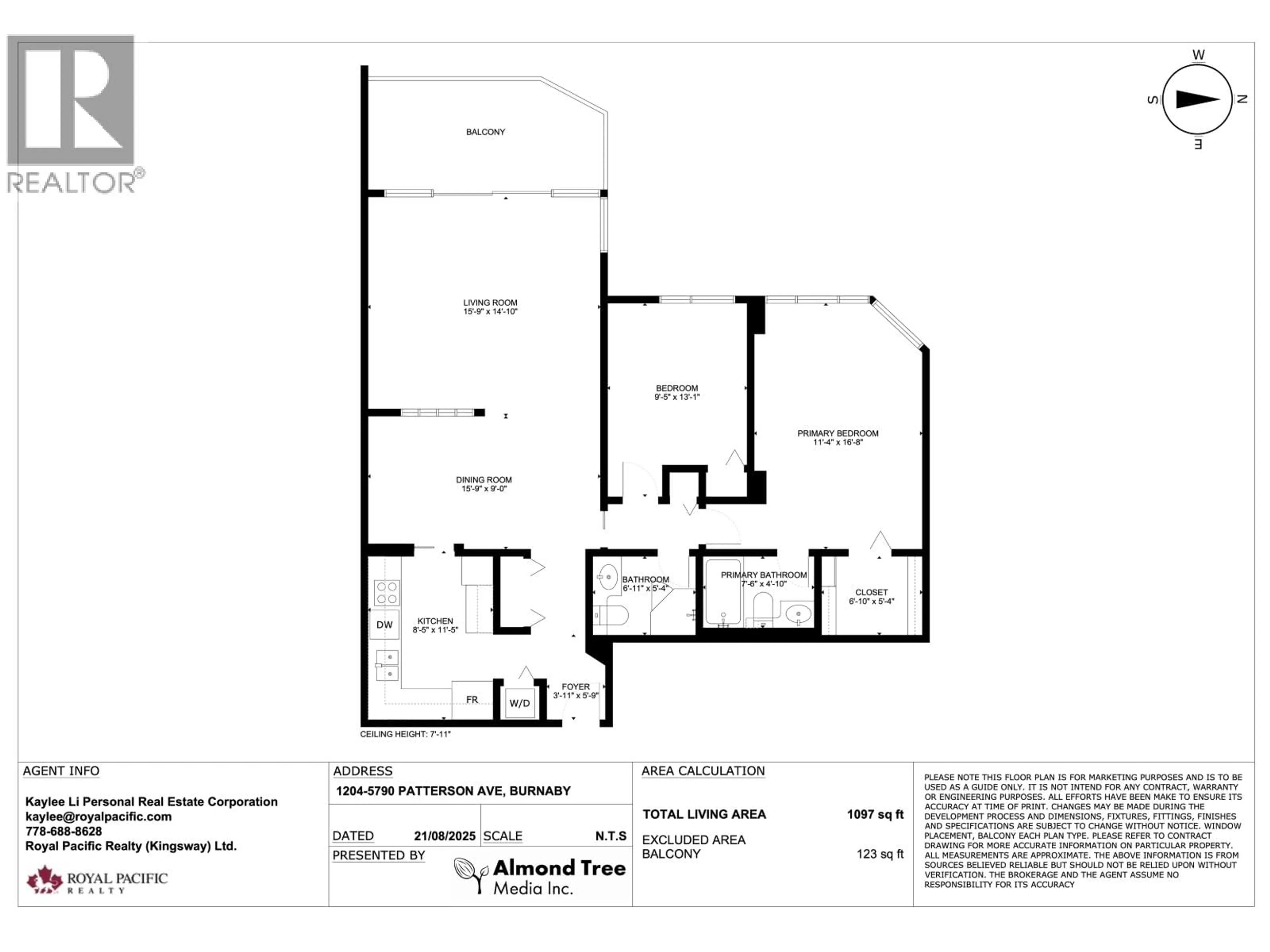Floor plan for 1204 - 5790 PATTERSON AVENUE, Burnaby British Columbia V5H4H6