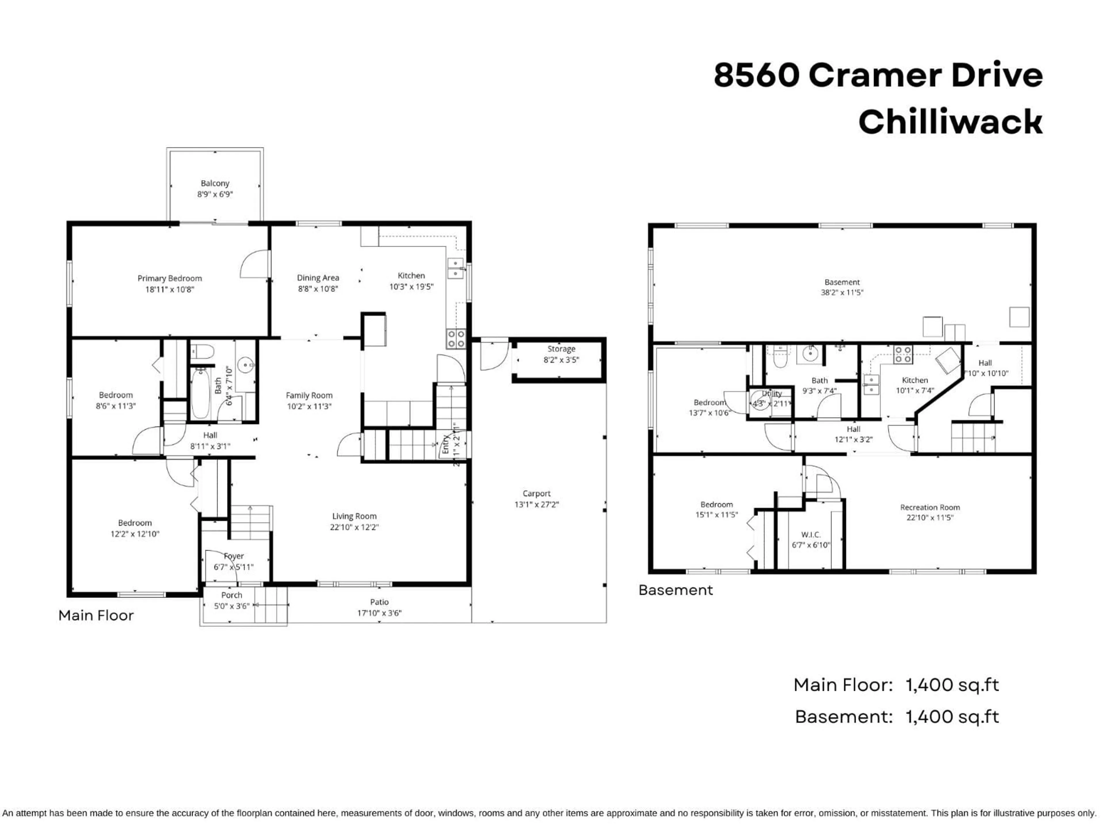 Floor plan for 8560 CRAMER DRIVE, Chilliwack British Columbia V2P5H5