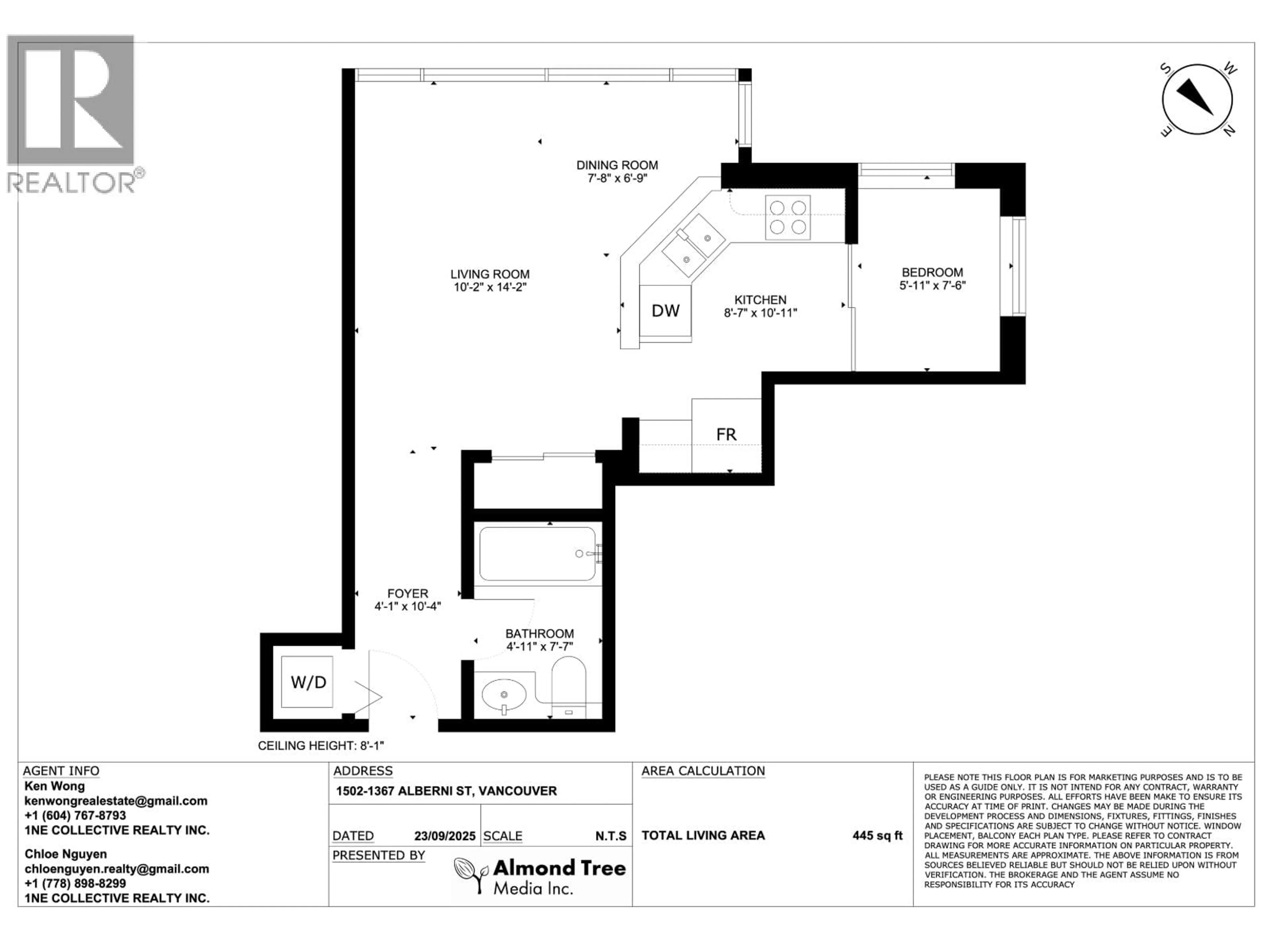 Floor plan for 1502 - 1367 ALBERNI STREET, Vancouver British Columbia V6E4R9