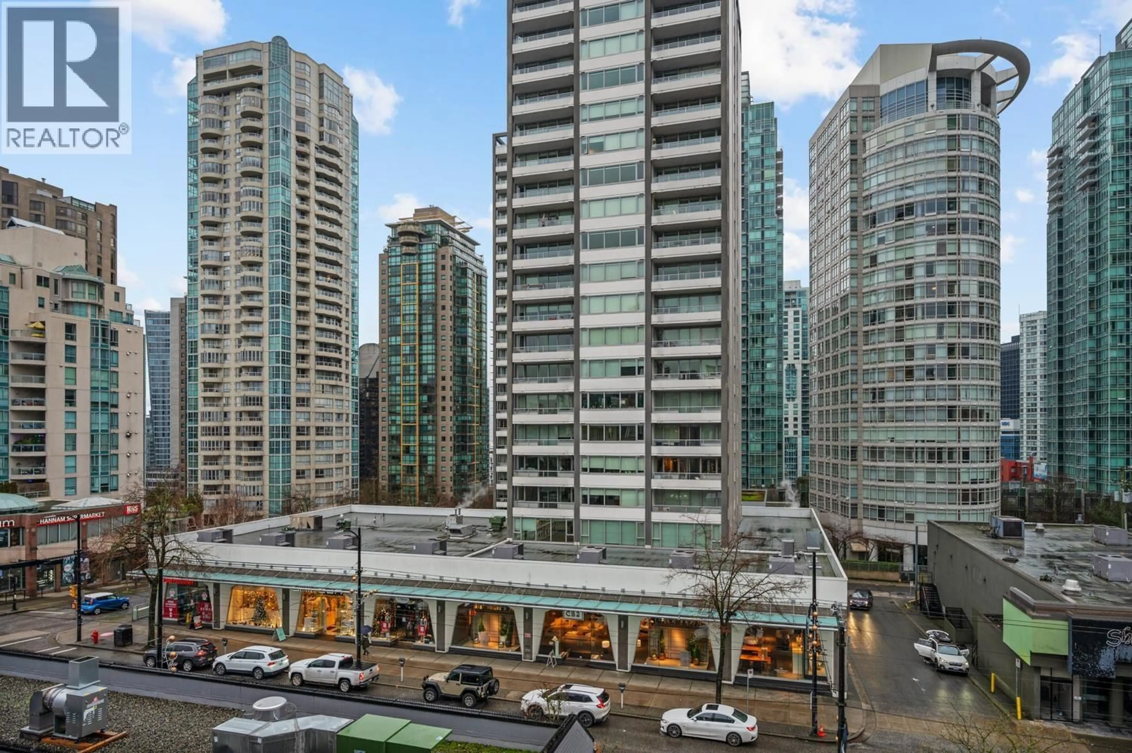 Patio, city buildings view from balcony for 602 - 1270 ROBSON STREET, Vancouver British Columbia V6E3Z6