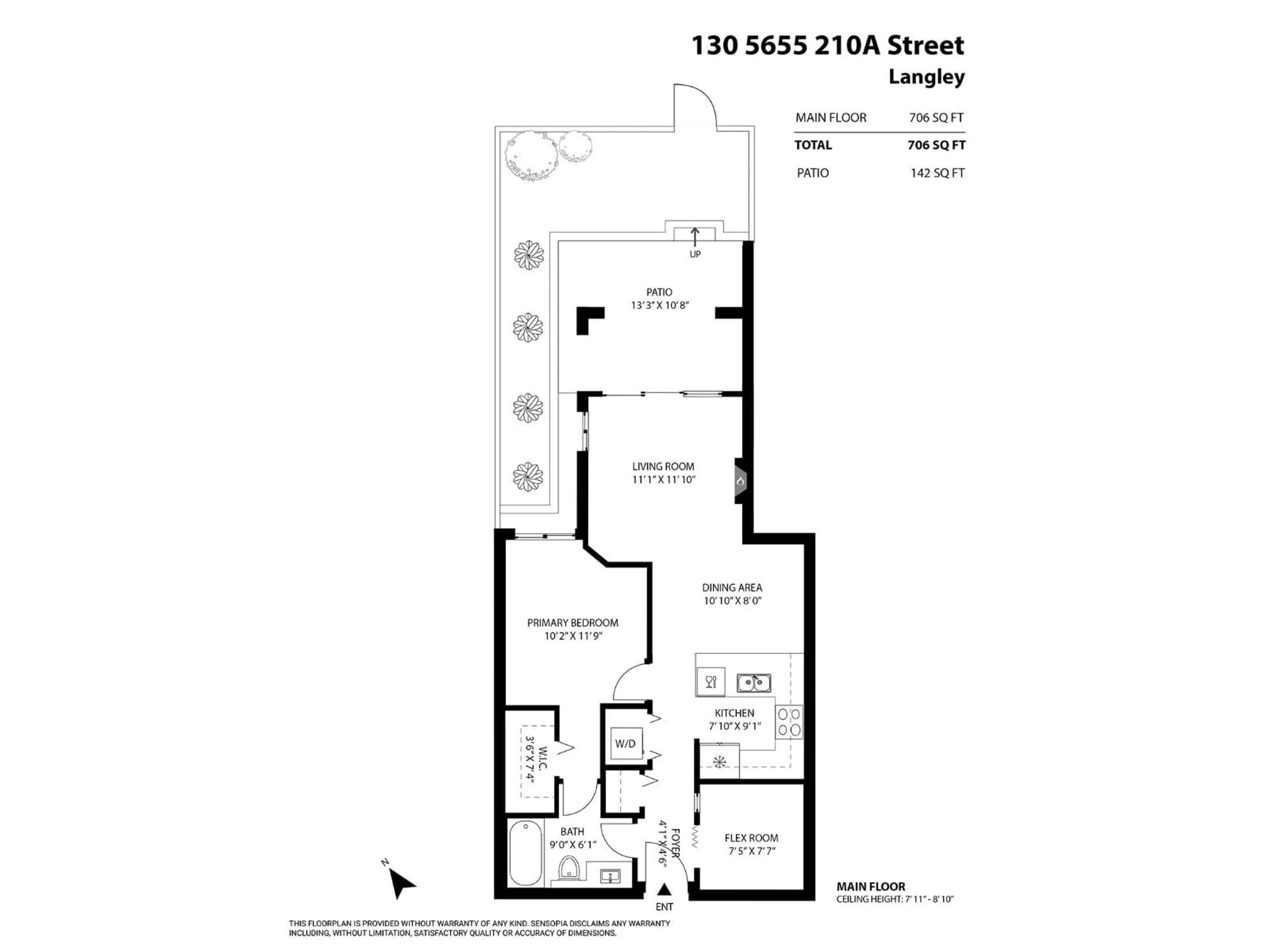 Floor plan for 130 - 5655 210A, Langley British Columbia V3A0G4