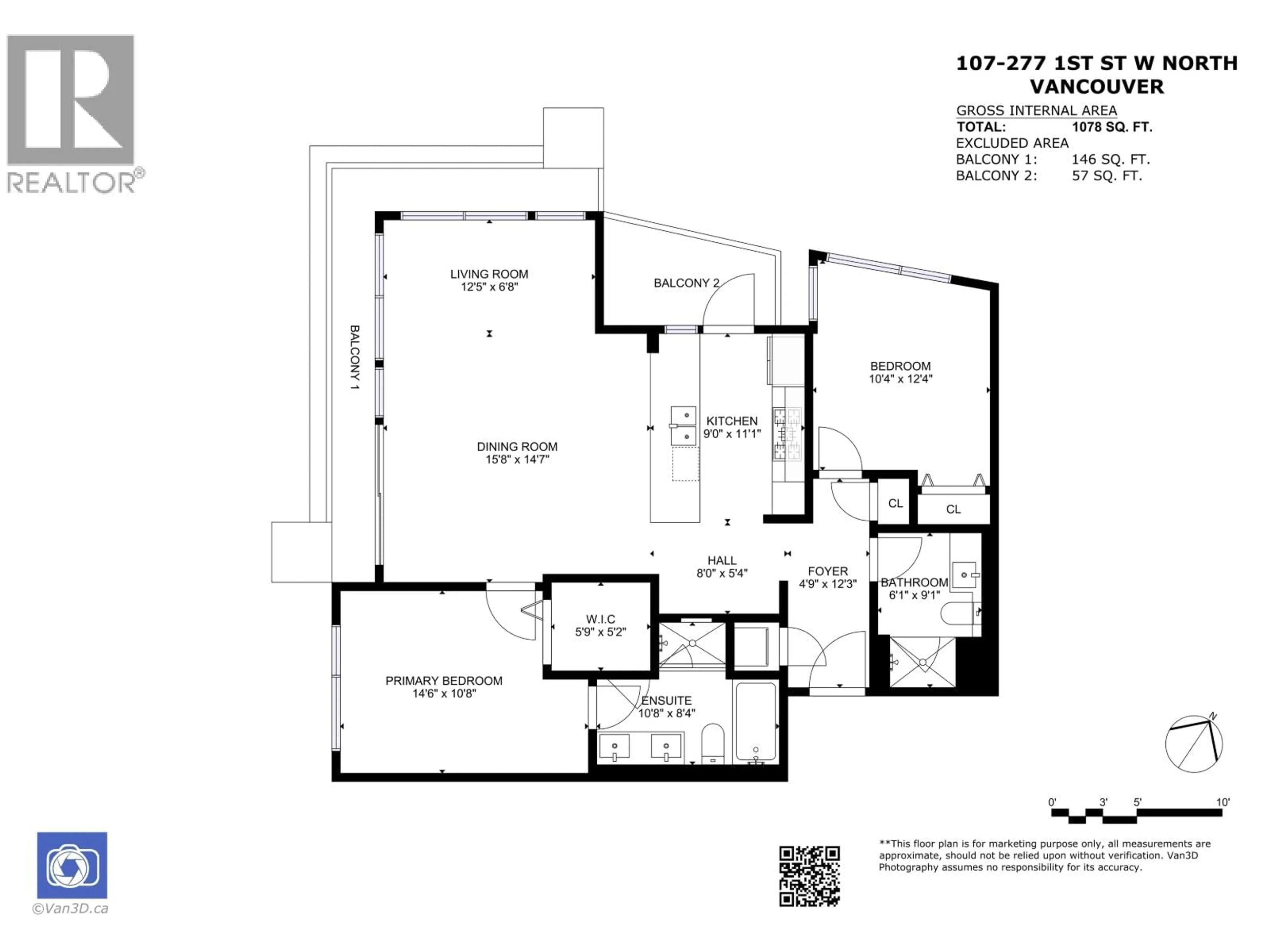 Floor plan for 107 - 277 1ST STREET, North Vancouver British Columbia V7M0E8