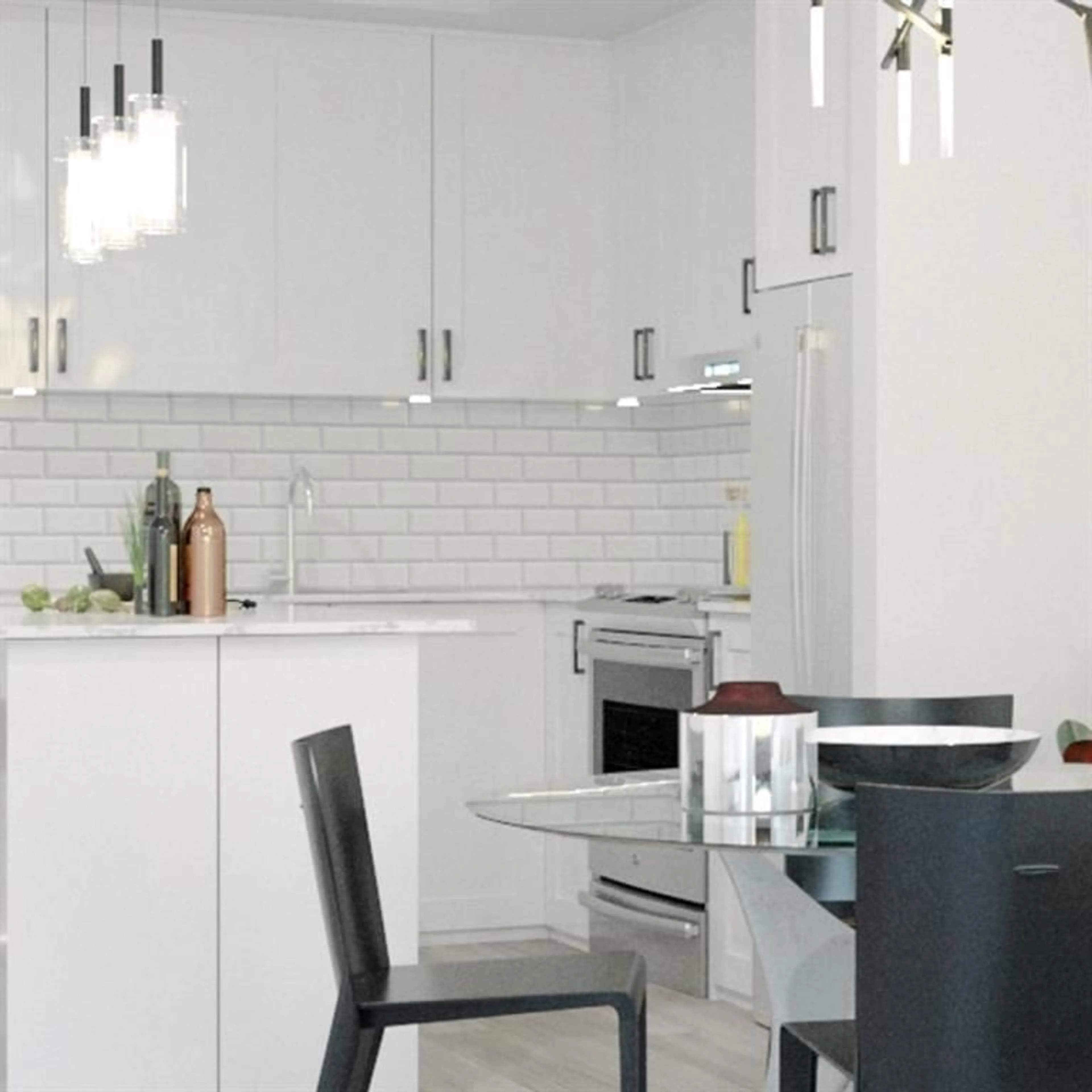 Contemporary kitchen, ceramic/tile floor for 205 - 10786 140, Surrey British Columbia V3T4N8